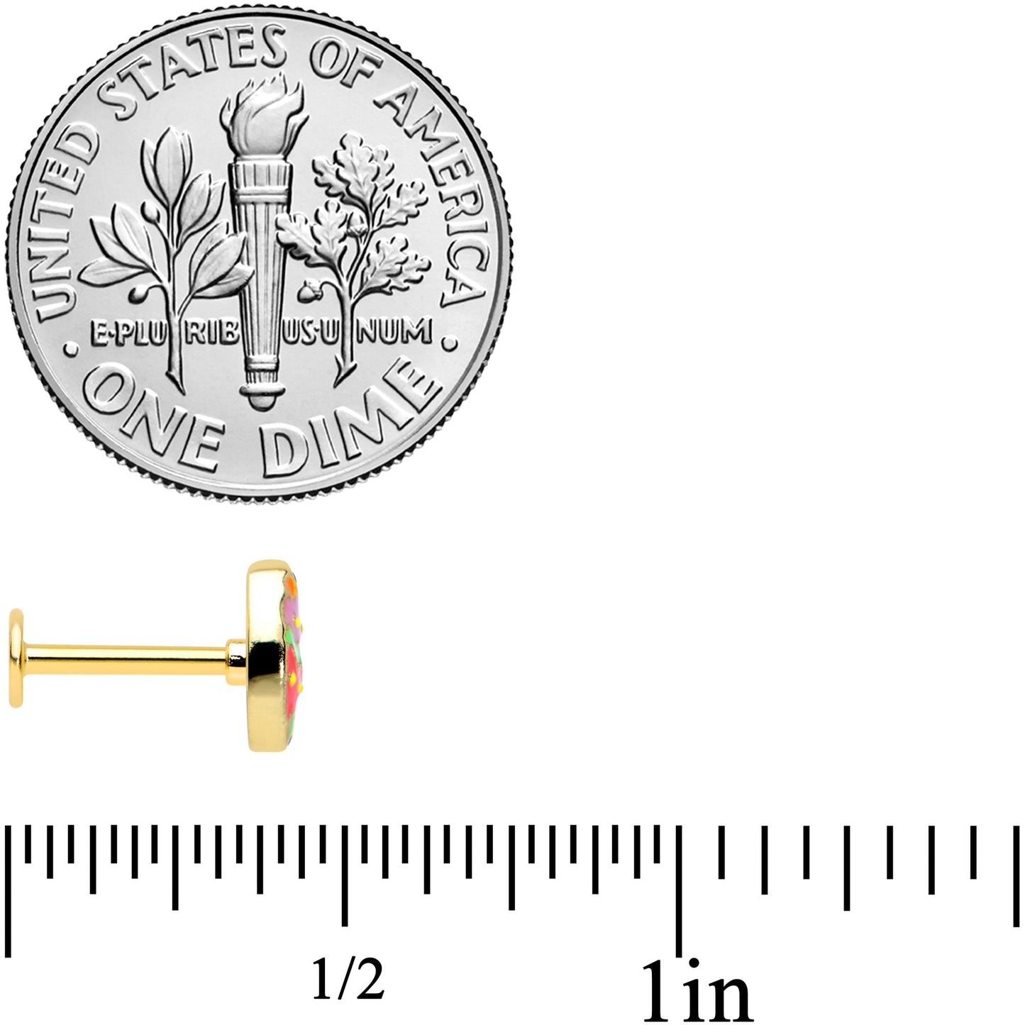 16G 5/16 Gold Tone Funky Painted Easter Egg Labret Monroe Tragus