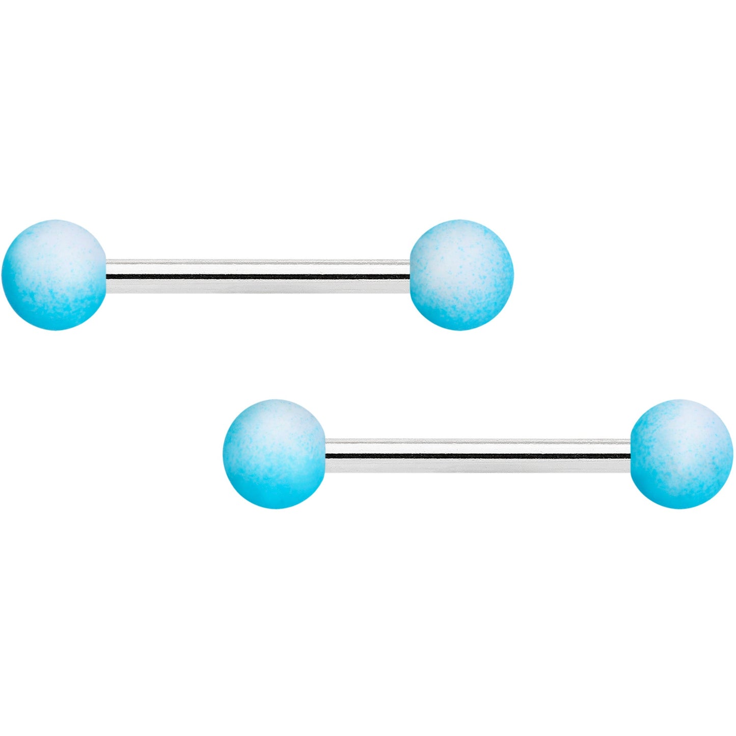 14G 9/16 Blue White Ombre Soft Finish Barbell Nipple Ring Set