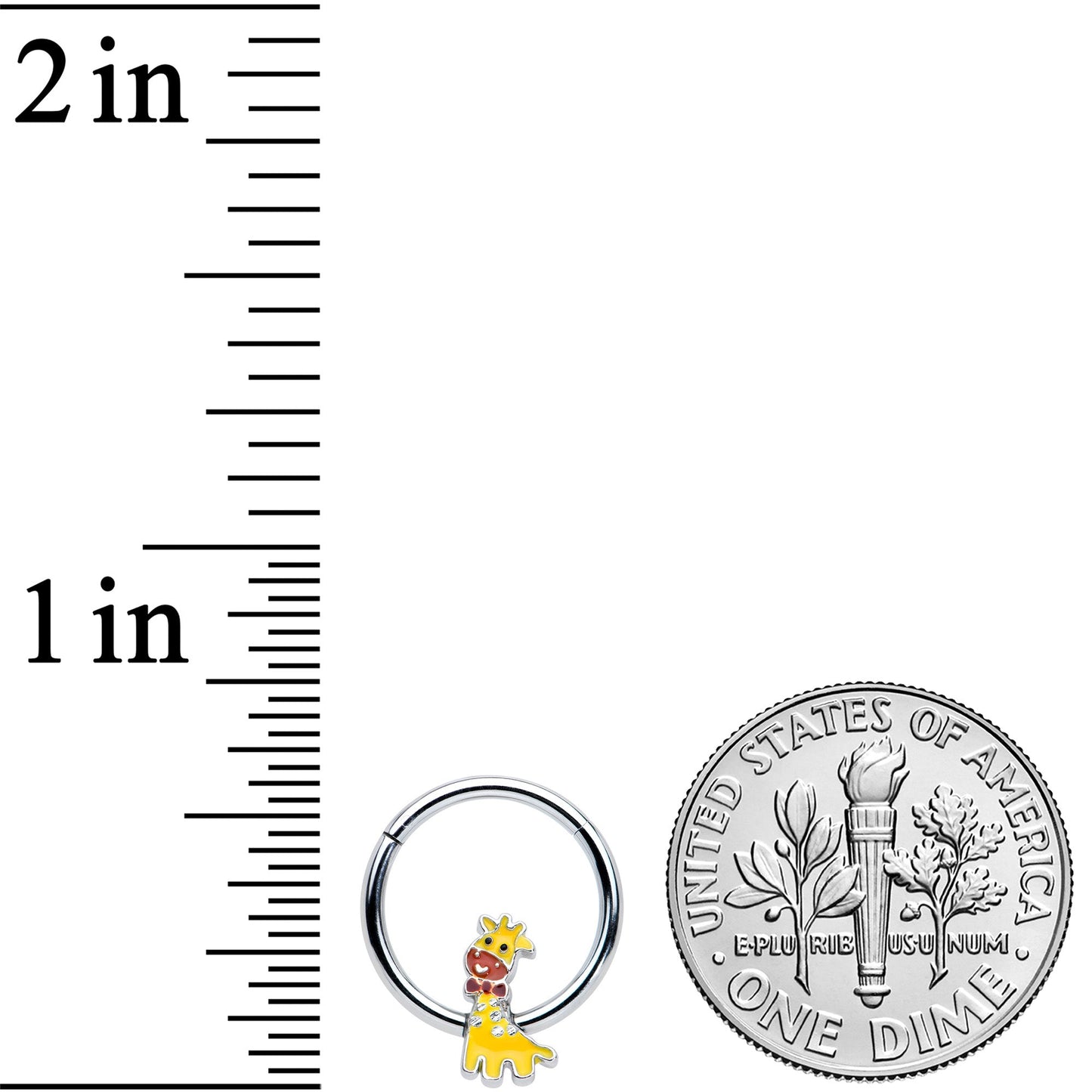 16G 3/8 Bow Tie Yellow Red Giraffe Hinged Segment Ring