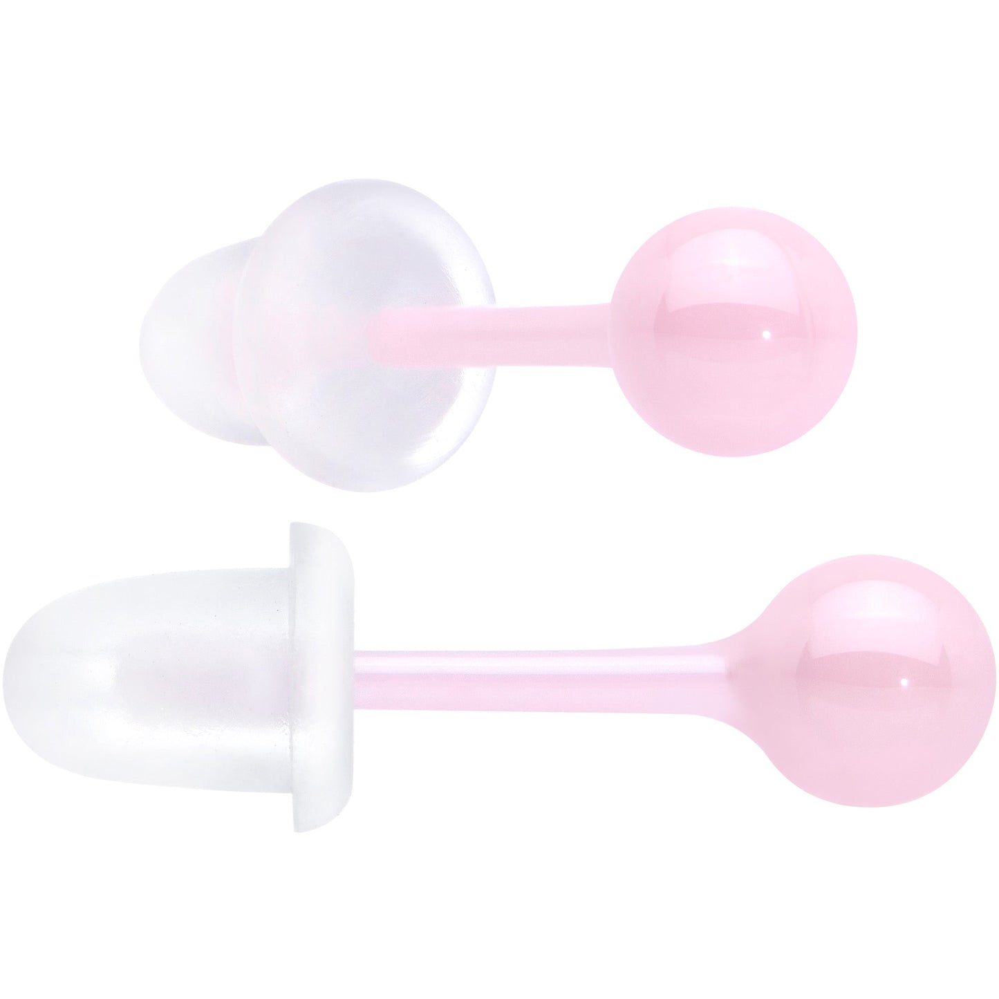 4mm Pink Ceramic Ball Stud Earrings 18G
