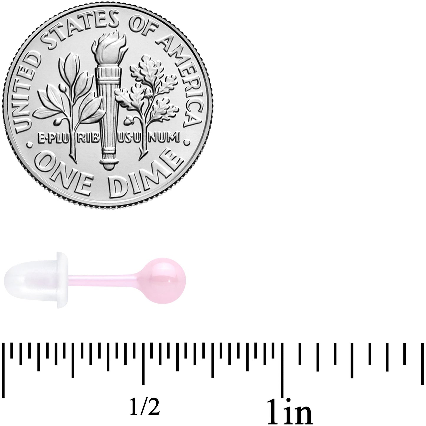 4mm Pink Ceramic Ball Stud Earrings 18G