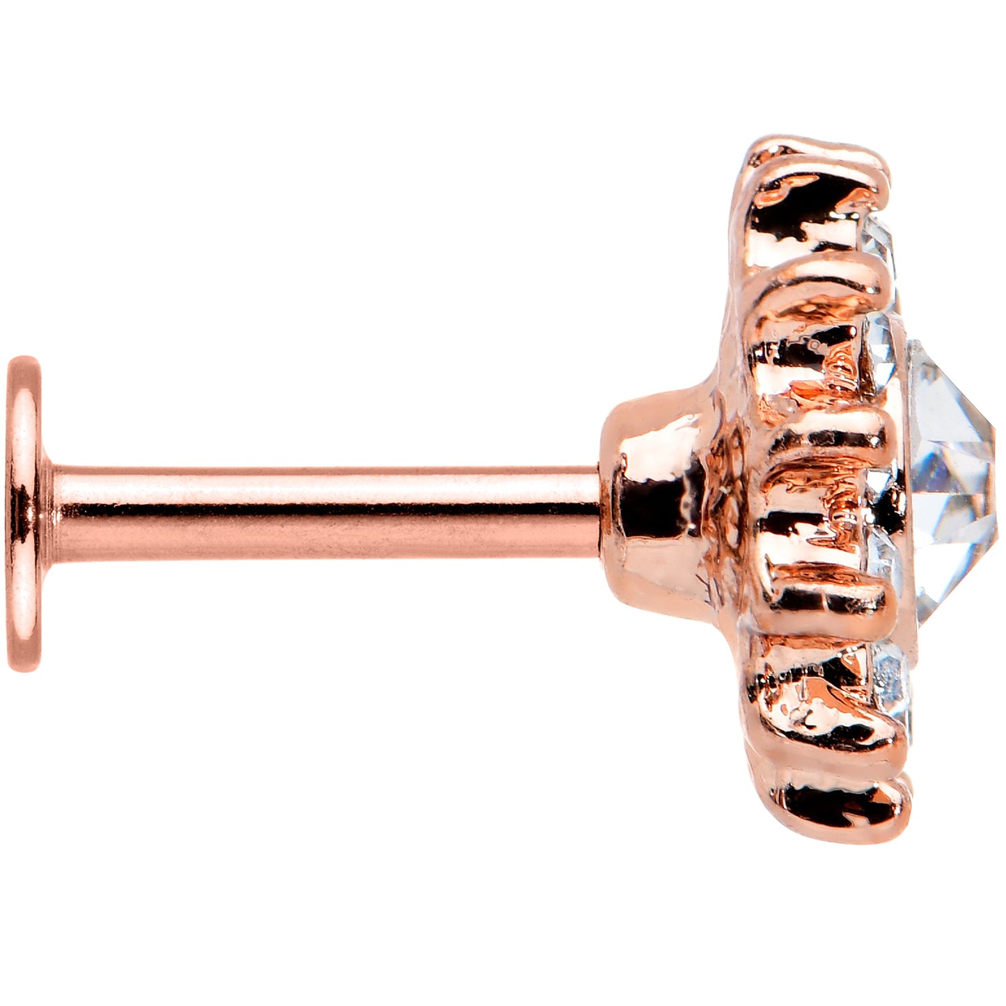 16G 1/4 Clear Gem Rose Gold Tone Stylish Sun Labret Monroe Tragus