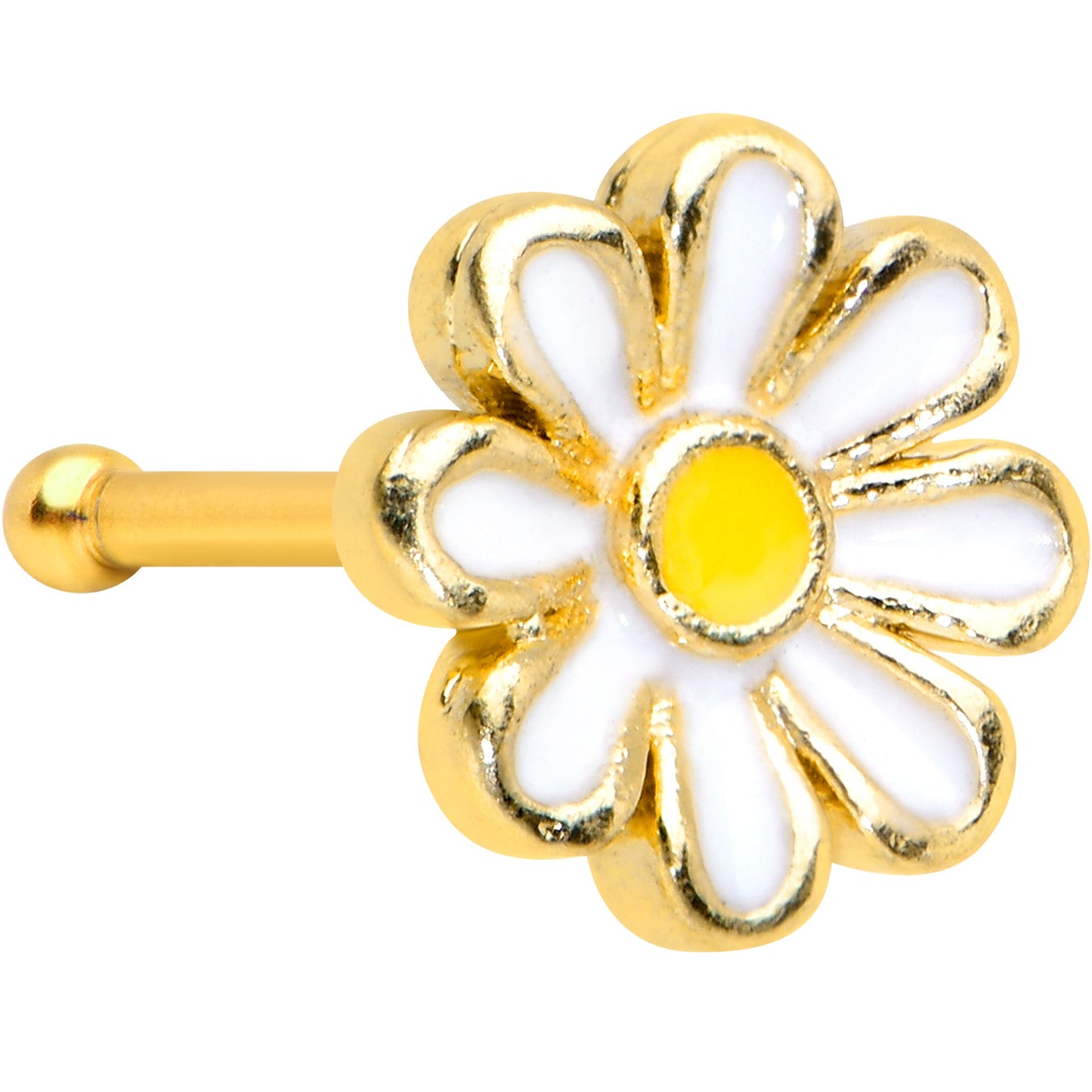 20G 1/4 Gold Tone Whimsical Daisy Flower Nose Bone