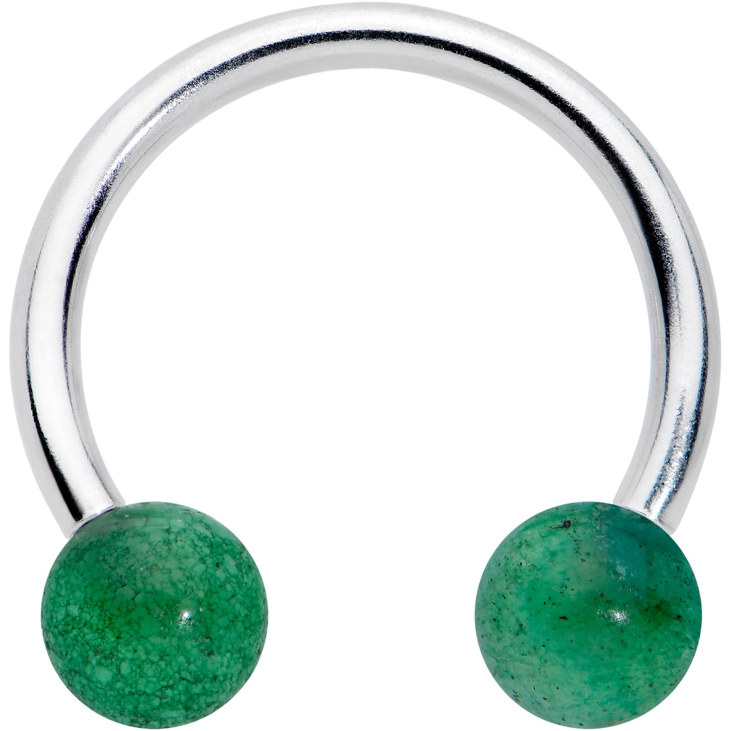 16G 3/8 Green Stone Ball End Internally Threaded Horseshoe
