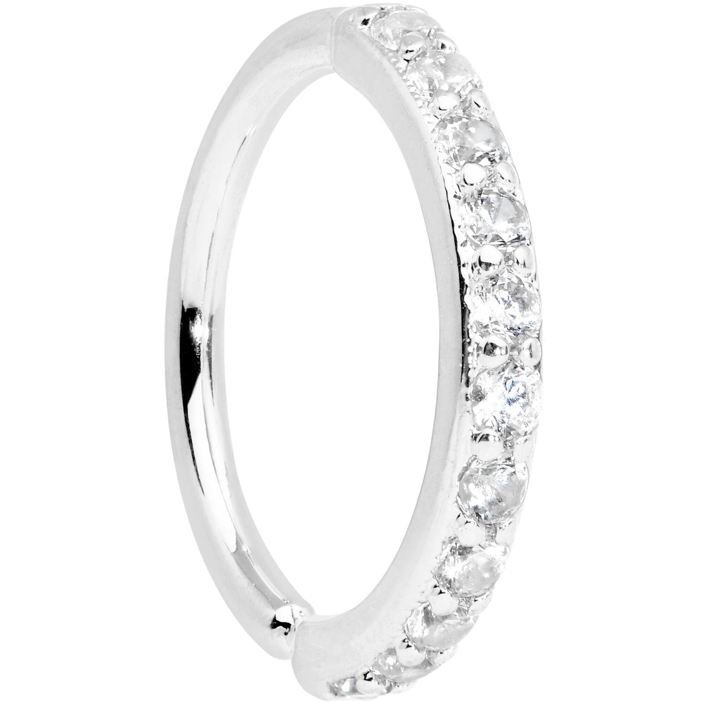 16G 3/8 Clear CZ Gem Forward Facing Closure Ring