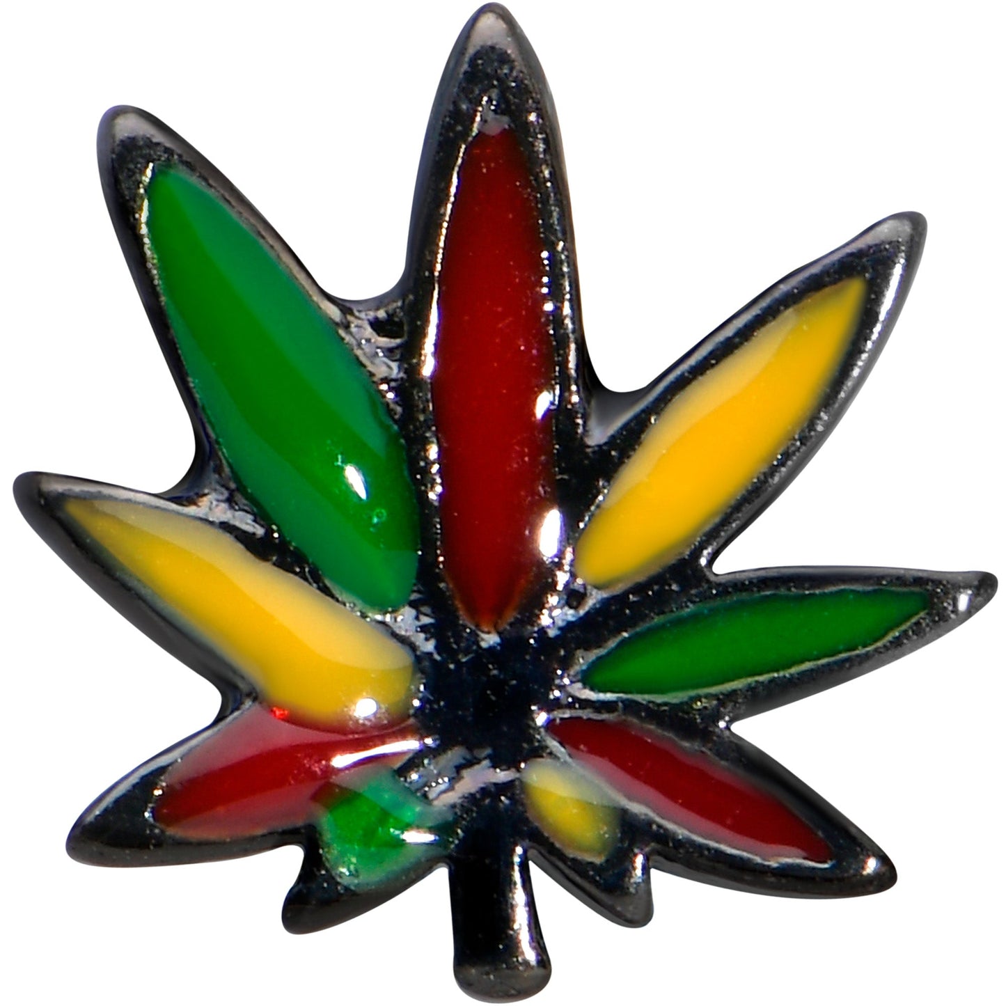 16G 1/4 Black Multicolor Pot Leaf Cartilage Tragus Earring