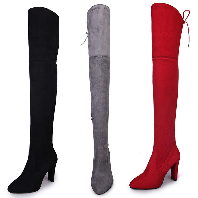 Black Knee High Boots For Women Shoes High Heel Long Boots