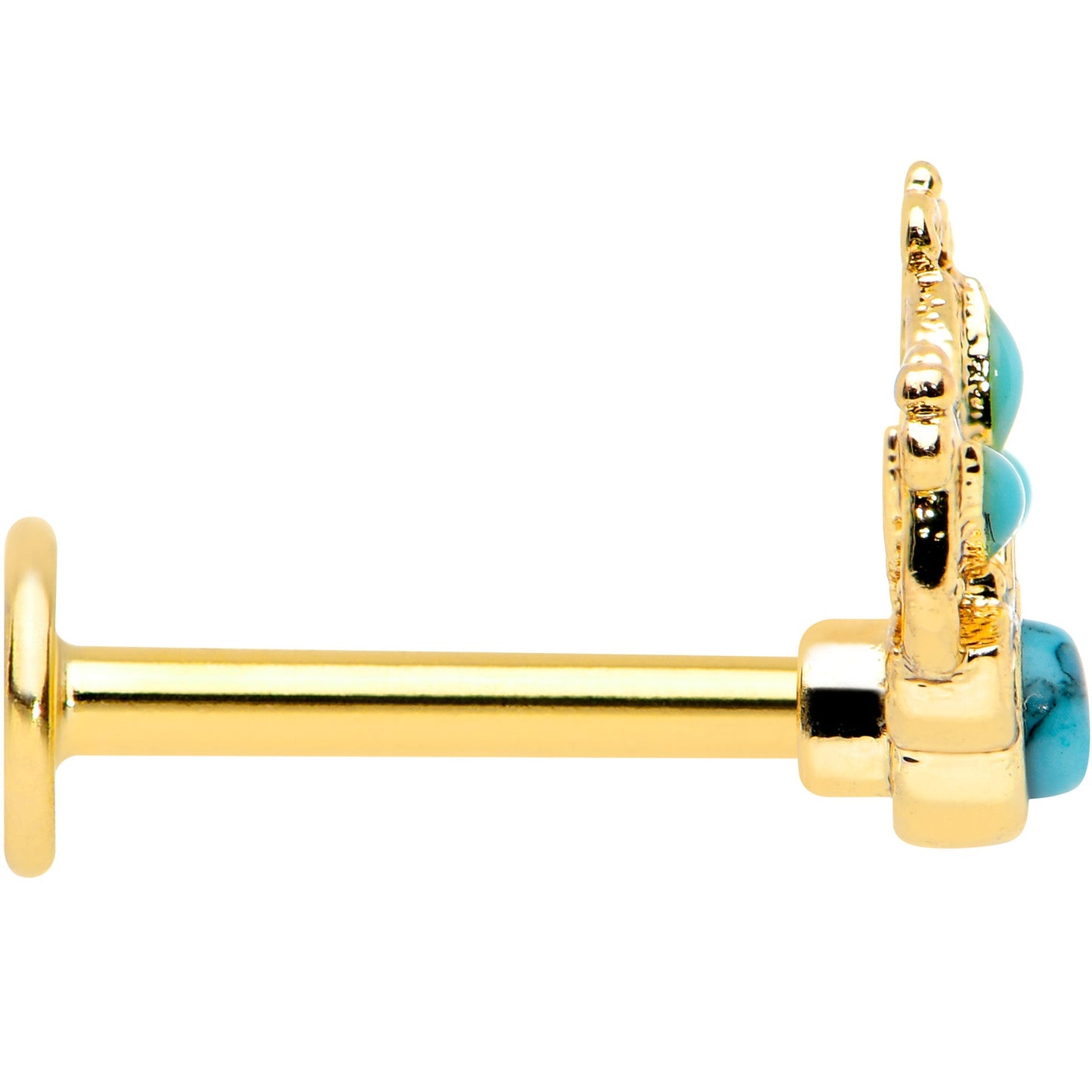 16G 5/16 Turquoise Gold Tone Opulent Flower Labret Monroe Tragus