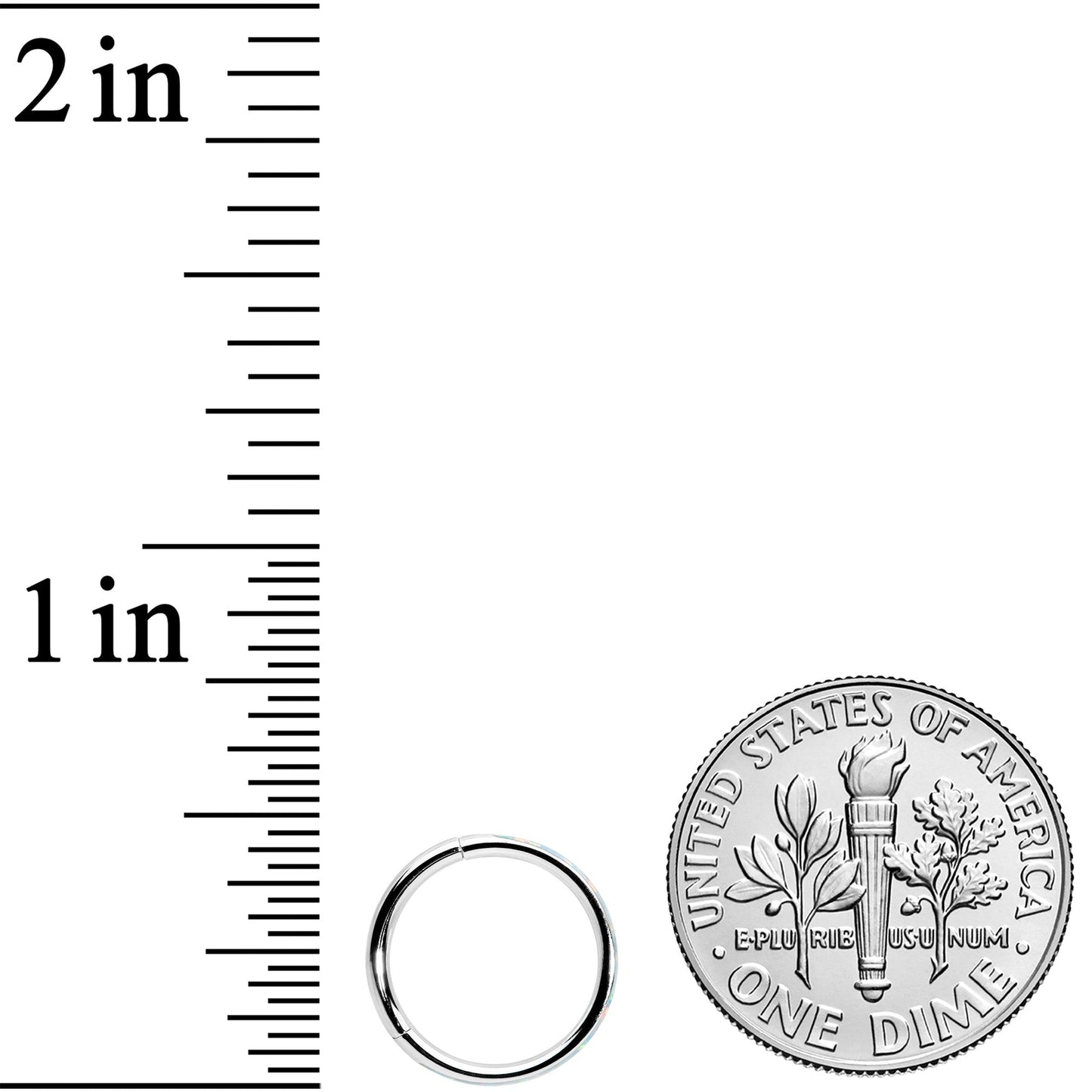 16G 3/8 White Synthetic Opal Forward Facing Hinged Segment Ring