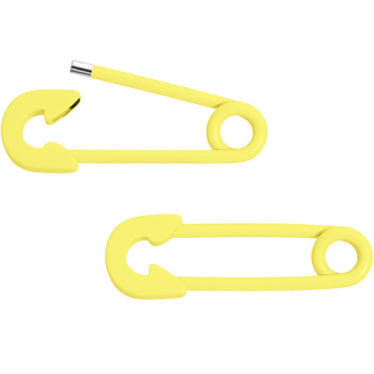 14G 3/4 Yellow Matte Punk Safety Pin Barbell Nipple Ring Set