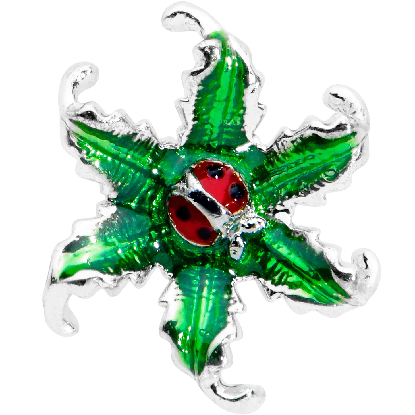 16G 1/4 Tiny Ladybug Leaves Cartilage Tragus Earring