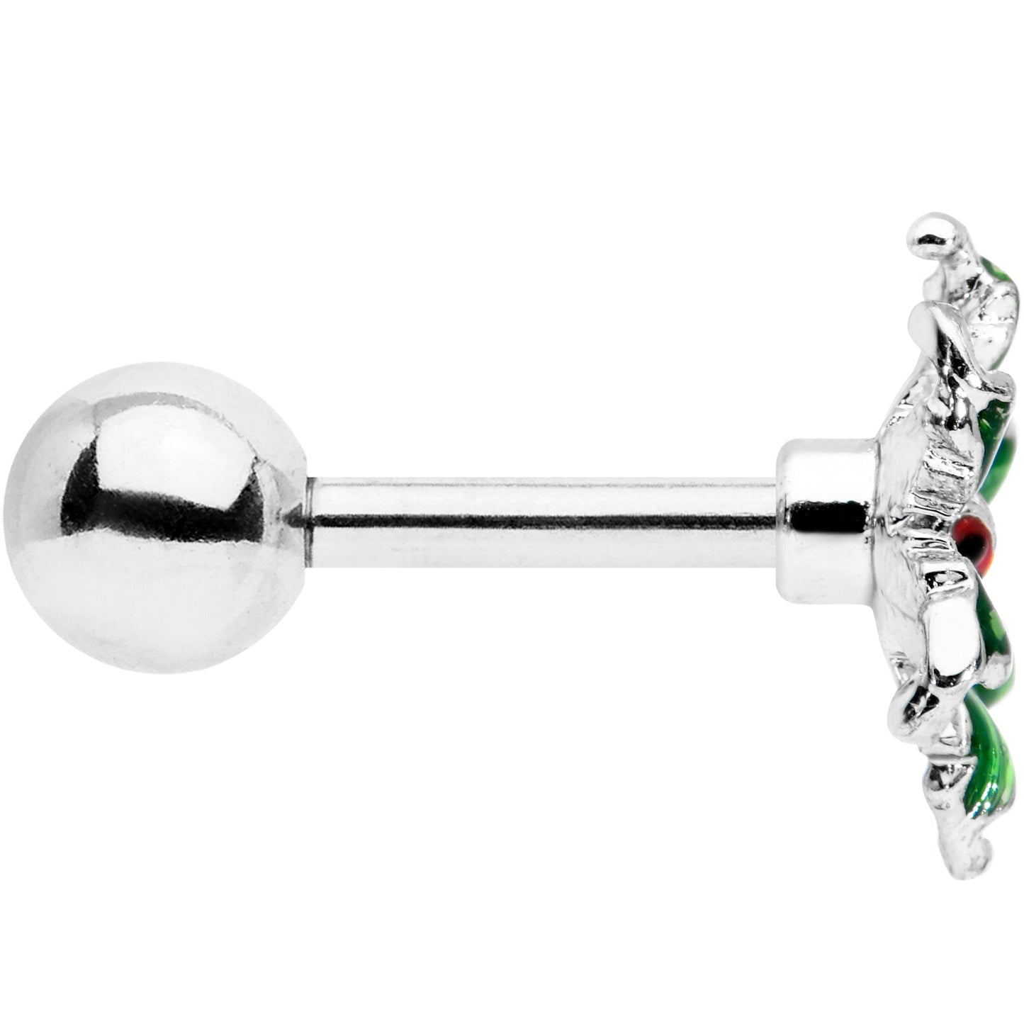 16G 1/4 Tiny Ladybug Leaves Cartilage Tragus Earring