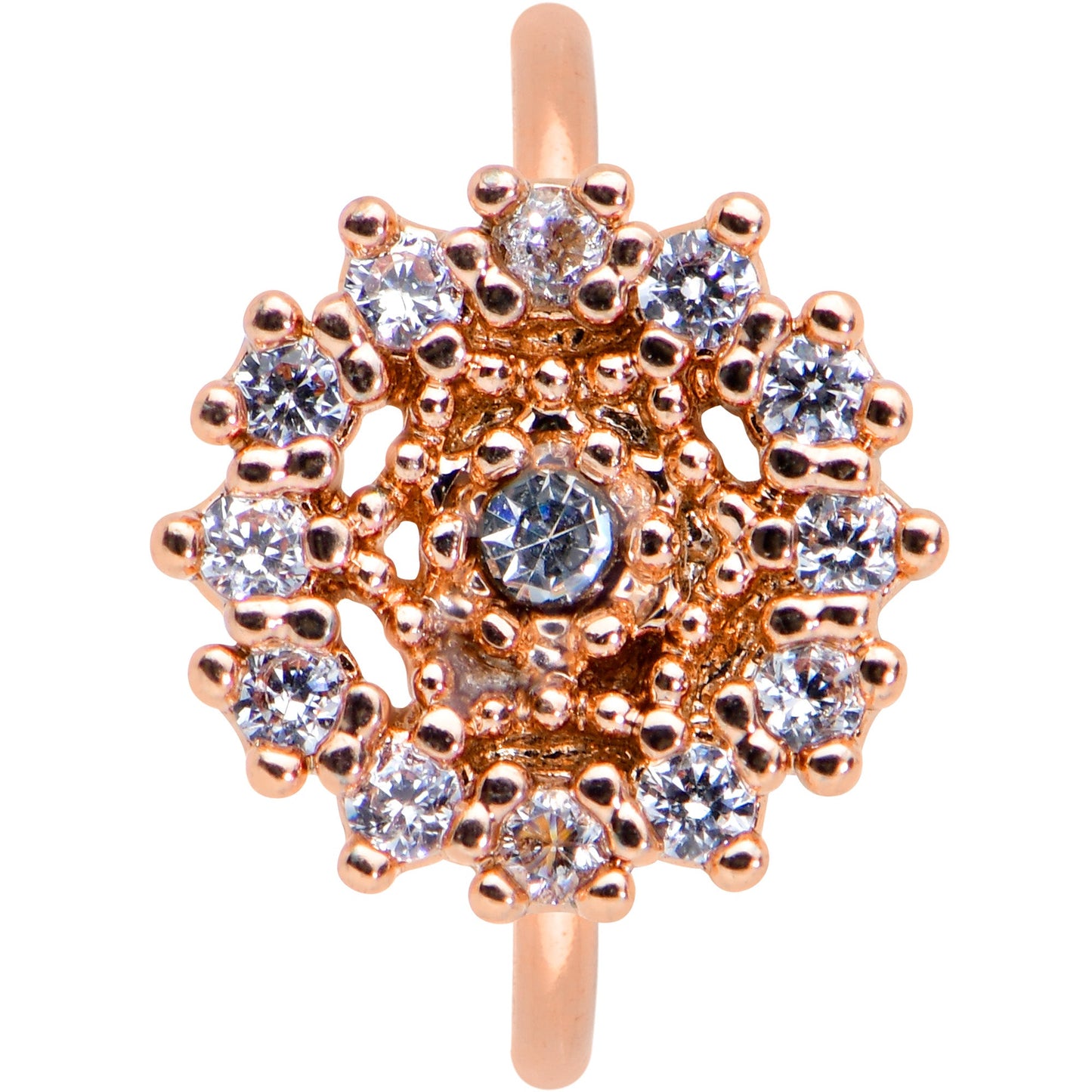 20G 5/16 Clear CZ Gem Rose Gold Tone Geometric Web Nose Hoop