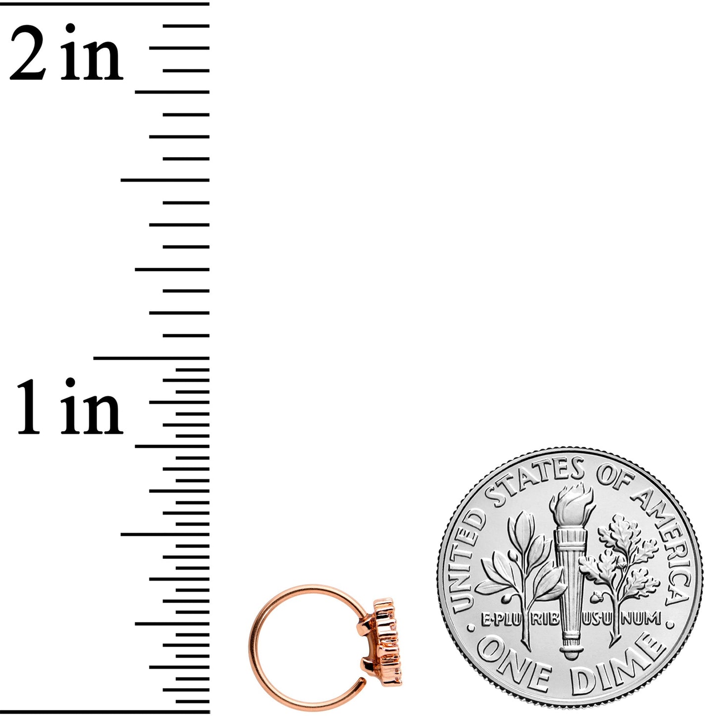 20G 5/16 Clear CZ Gem Rose Gold Tone Geometric Web Nose Hoop