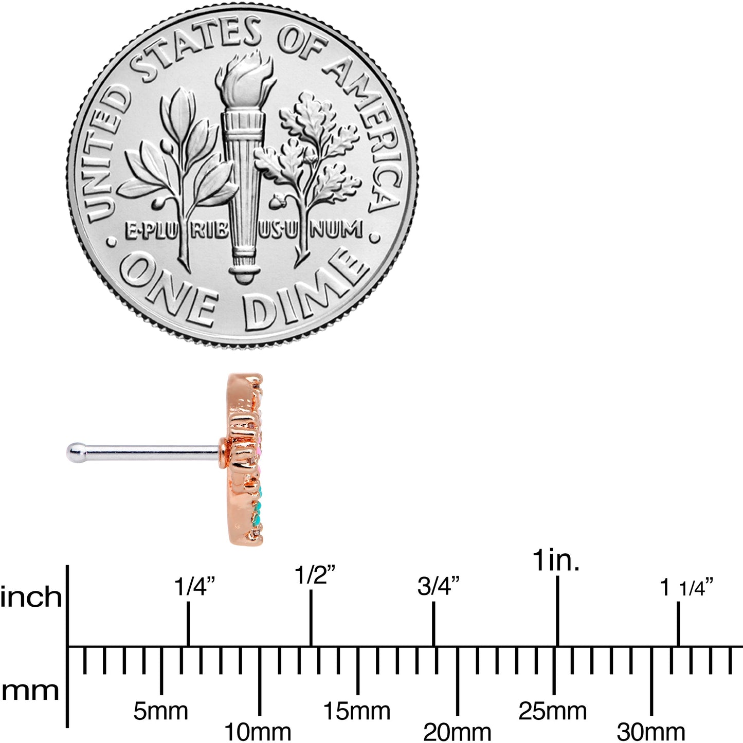 20G 1/4 Clear CZ Gem Rose Gold Tone Abstract Butterfly Nose Bone