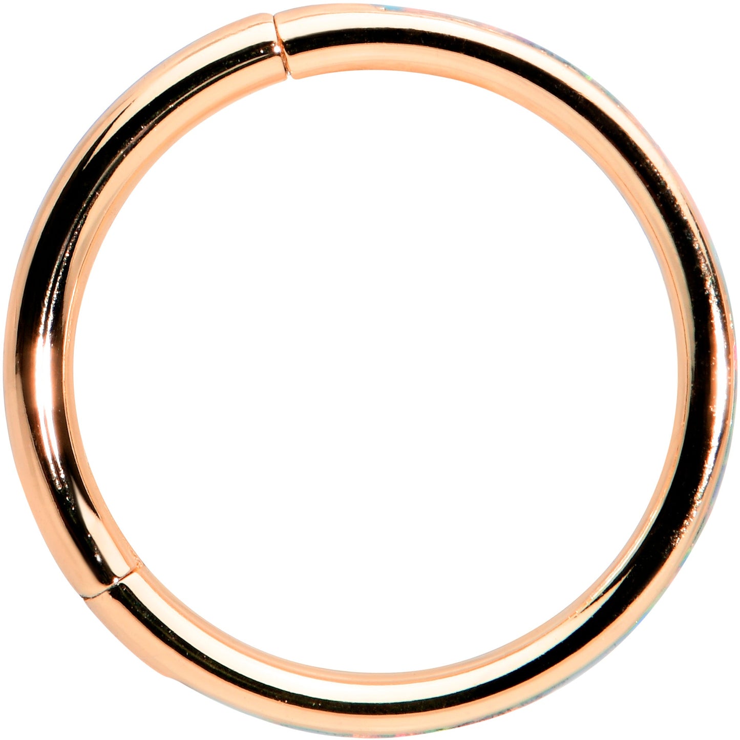 16G 3/8 Synth Opal Rose Gold Tone Sleek Forward Face Segment Ring