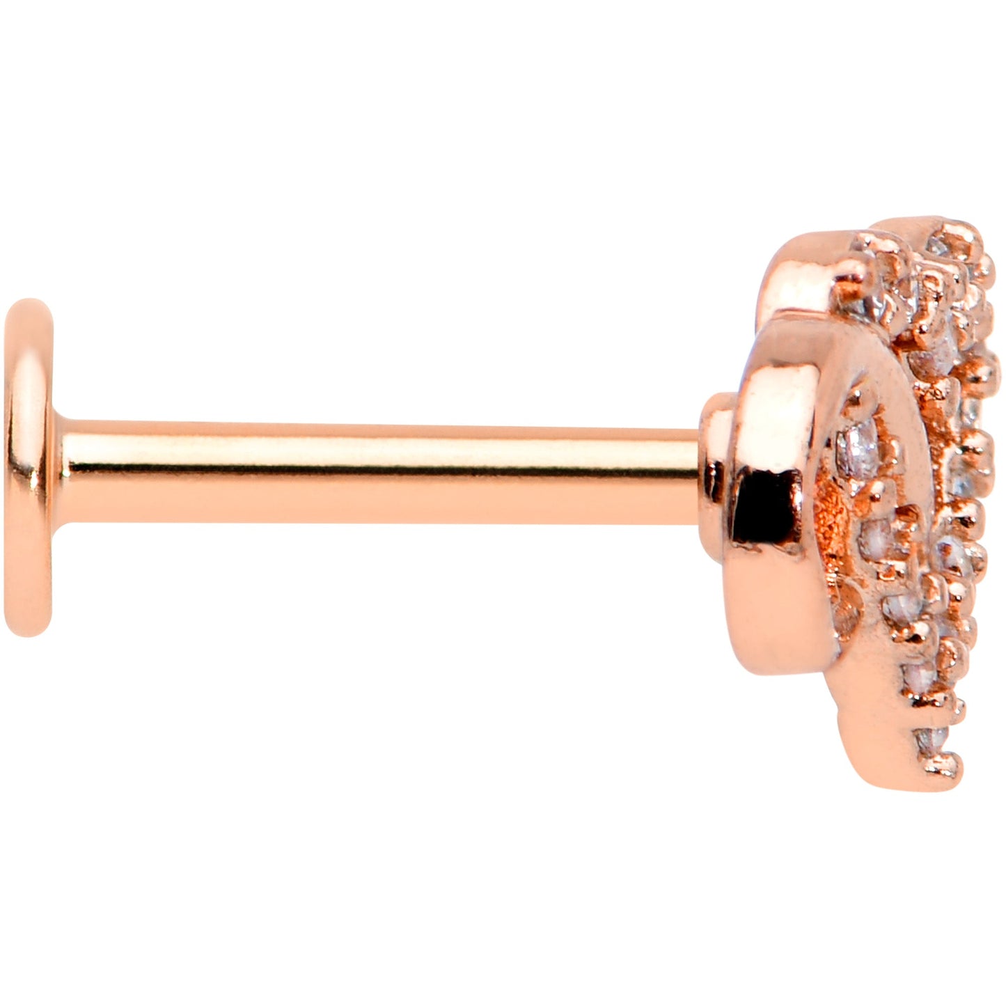 16G 5/16 Clear CZ Gem Rose Gold Hue Infinity Heart Labret Tragus