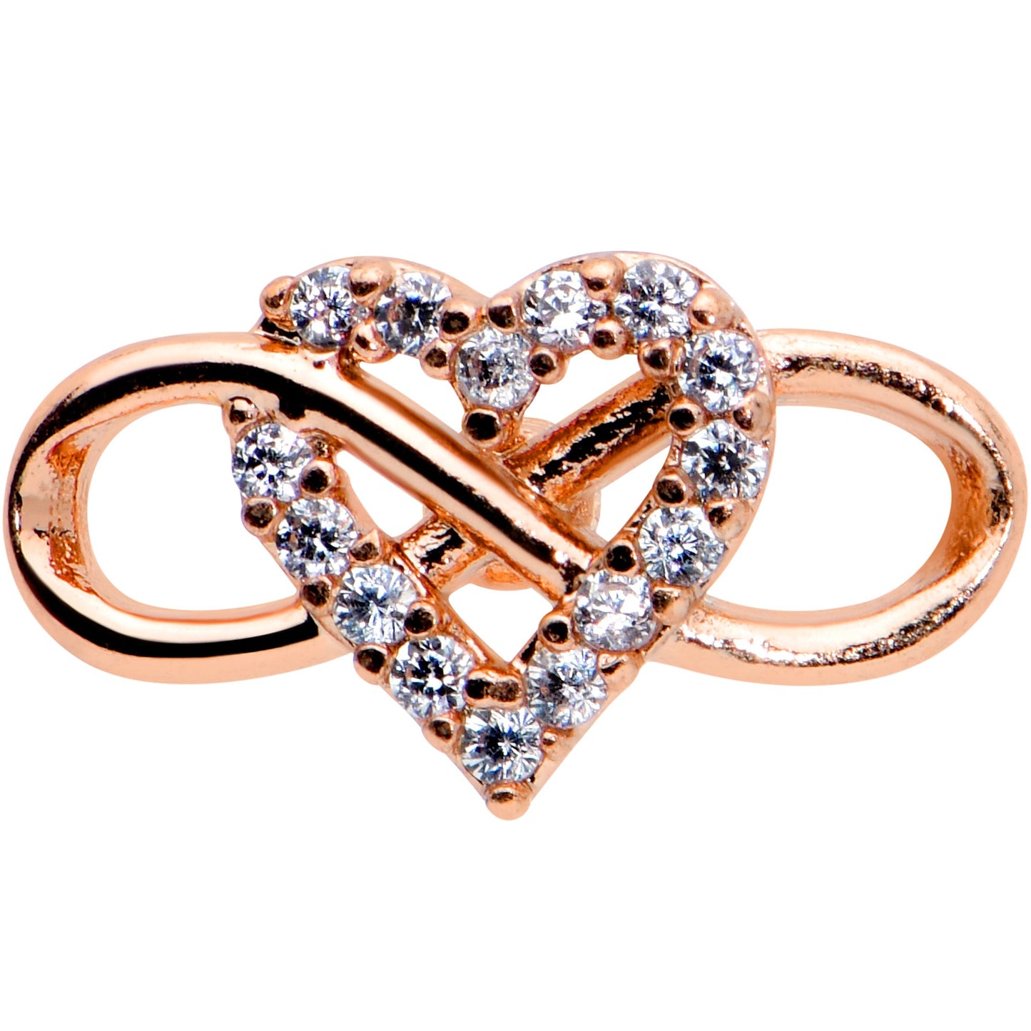 16G 1/4 Clear CZ Gem Rosy Infinity Heart Cartilage Labret Tragus