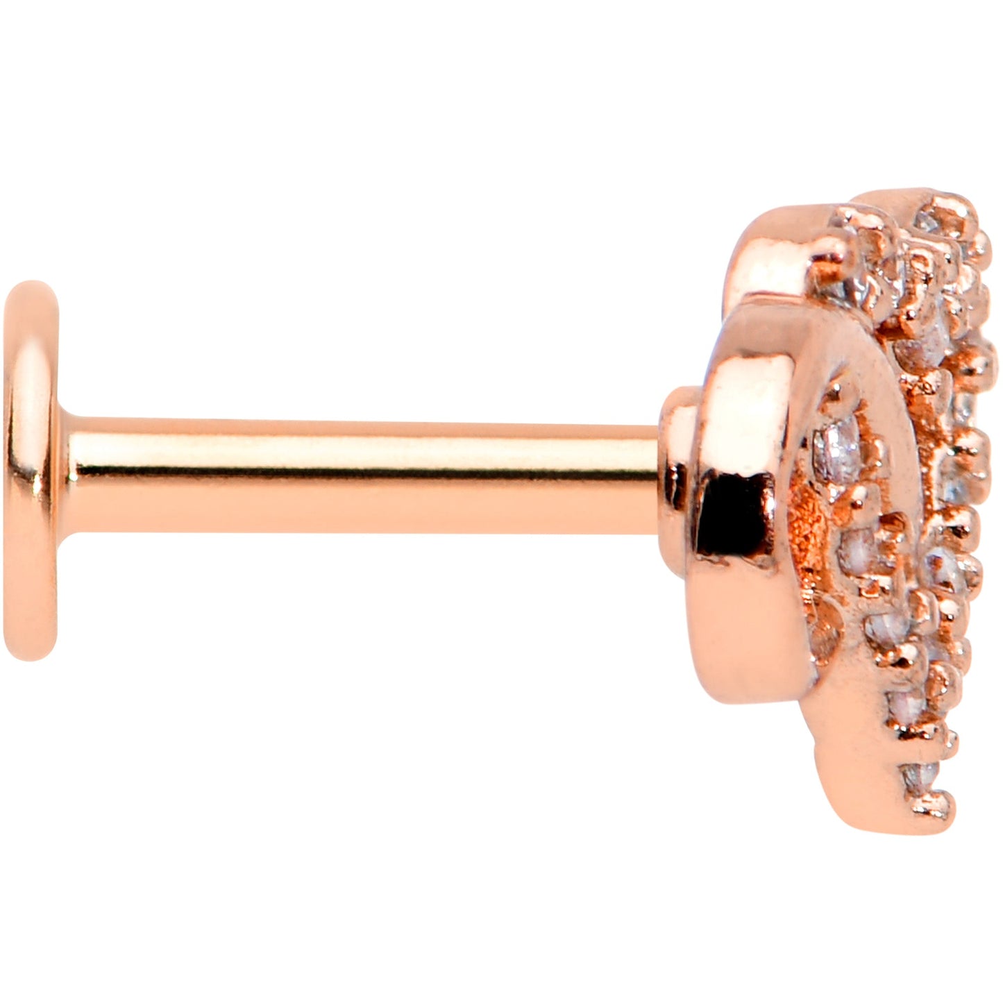 16G 1/4 Clear CZ Gem Rosy Infinity Heart Cartilage Labret Tragus