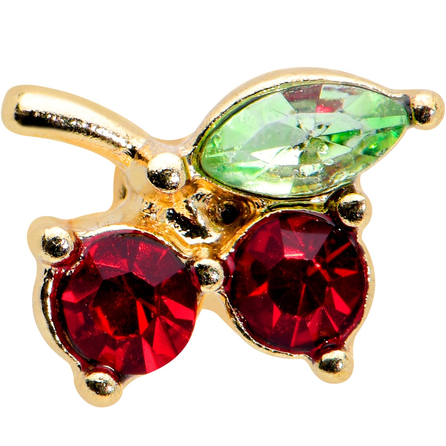 16G 1/4 Red Gem Gold Tone Tasty Cherry Fruit Labret Monroe Tragus