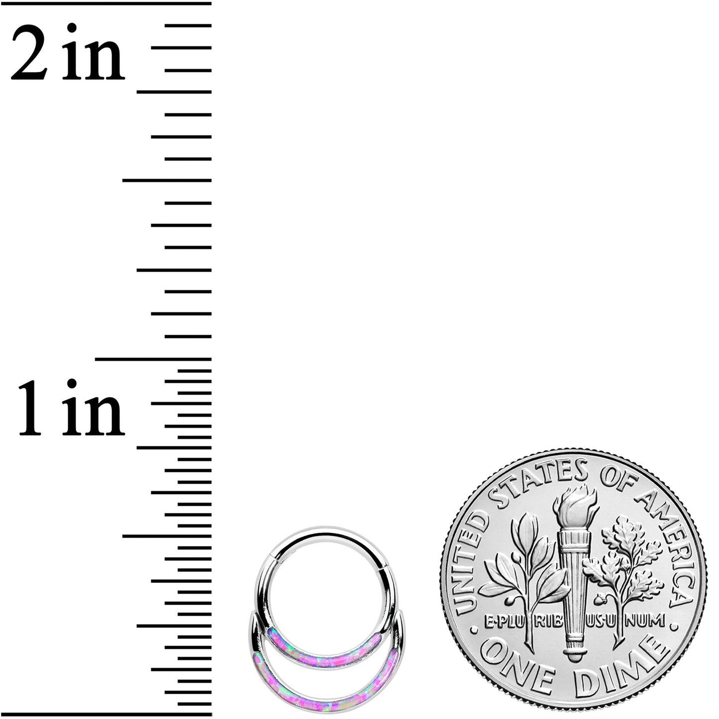 16G 5/16 Pink Synthetic Opal Double Row Hinged Segment Ring