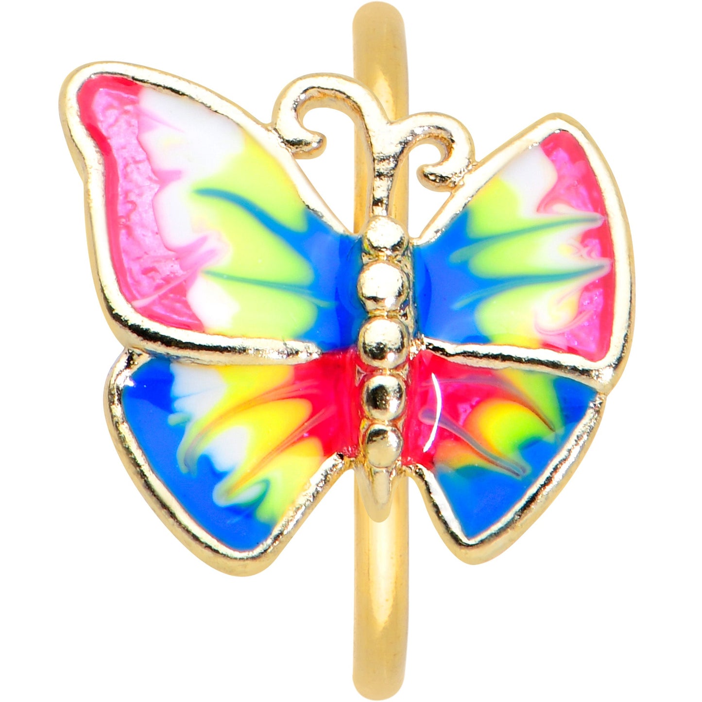 20G 5/16 Gold Tone Bright Butterfly Nose Hoop