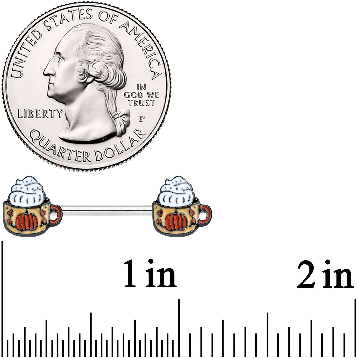 14G 9/16 Pumpkin Spice Cappuccino Coffee Barbell Nipple Ring Set