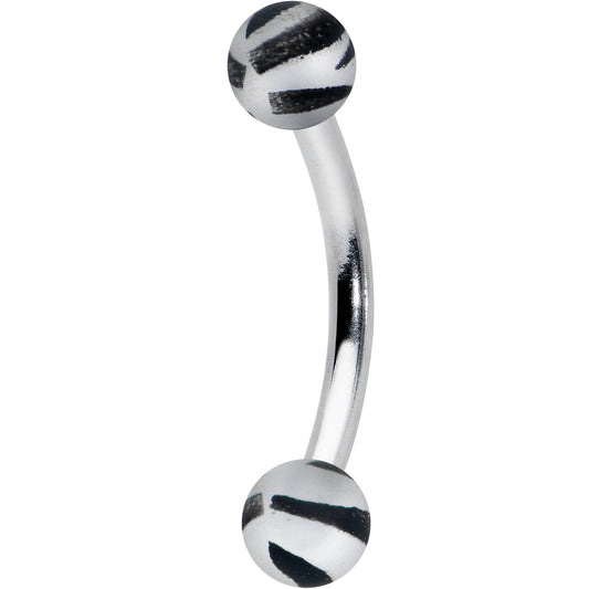 16G 5/16 Matte Grey Zebra Stripe Curved Eyebrow Ring