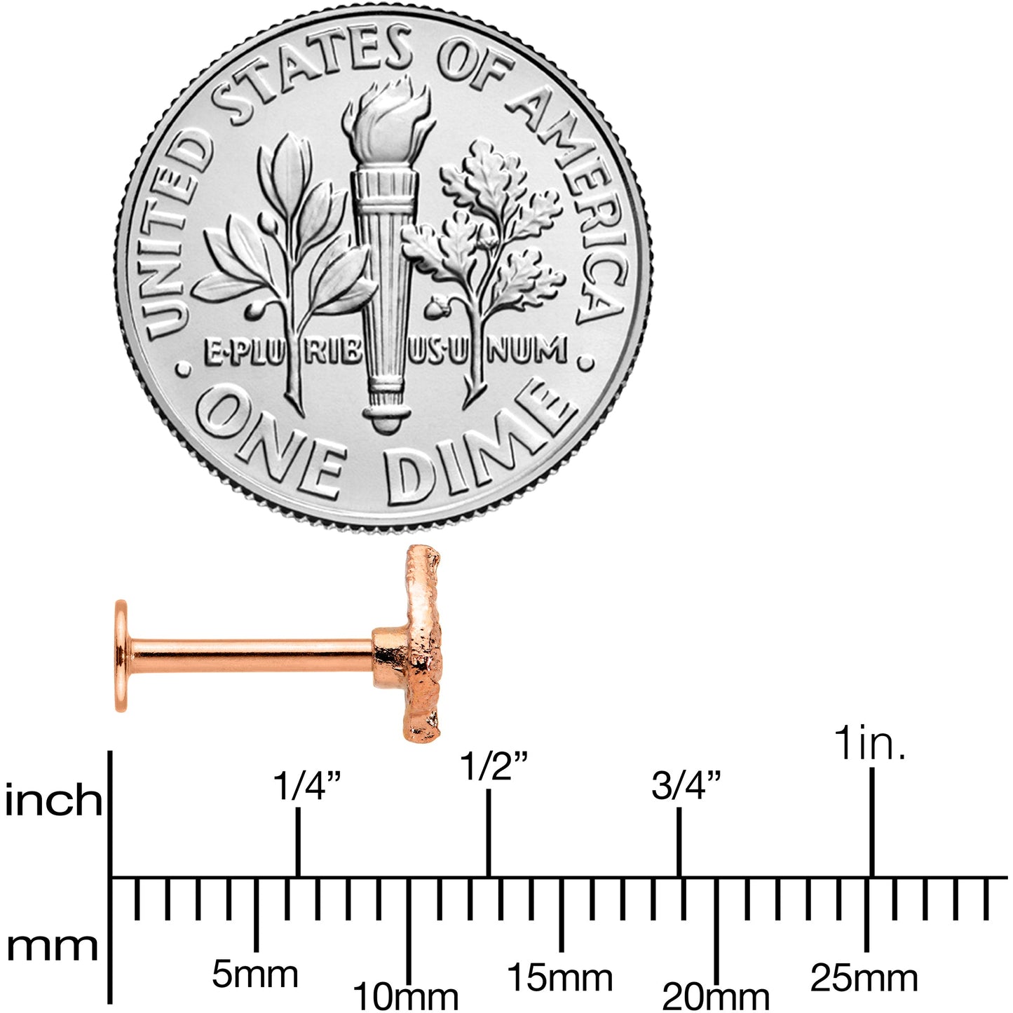 16G 5/16 Rose Gold Tone Autumn Textured Leaf Labret Monroe Tragus