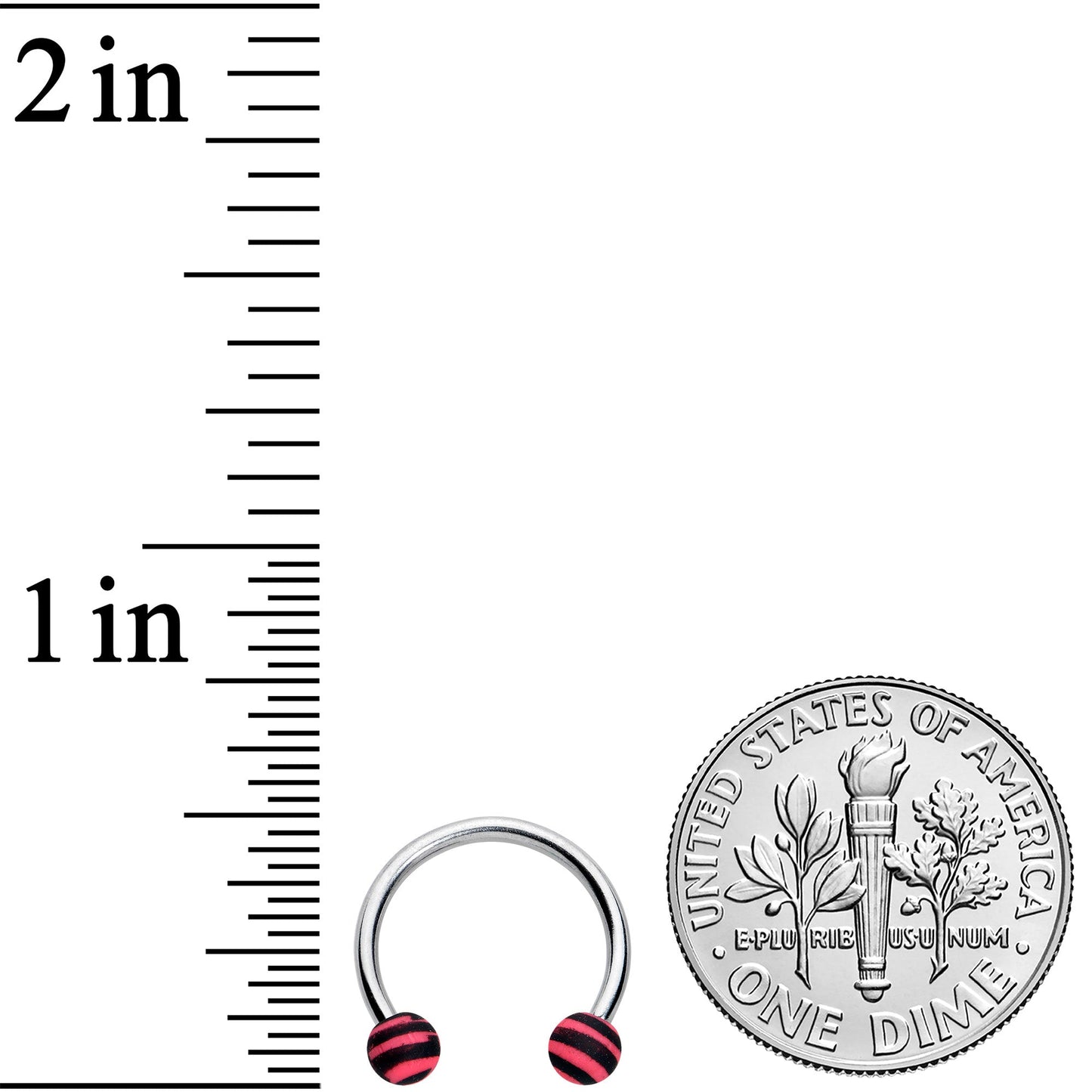 16G 3/8 Matte Pink Zebra Stripe Ends Horseshoe Circular Barbell