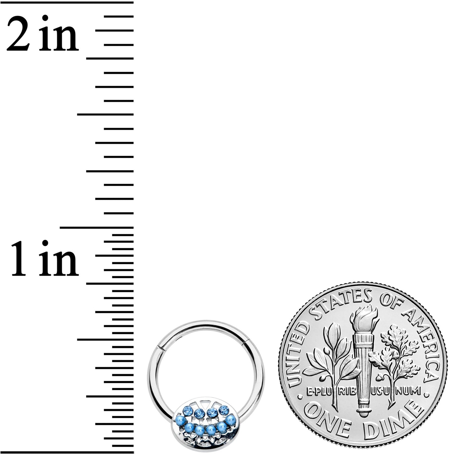 16G 3/8 Blue Gem Geometric Blues Hinged Circular Ring