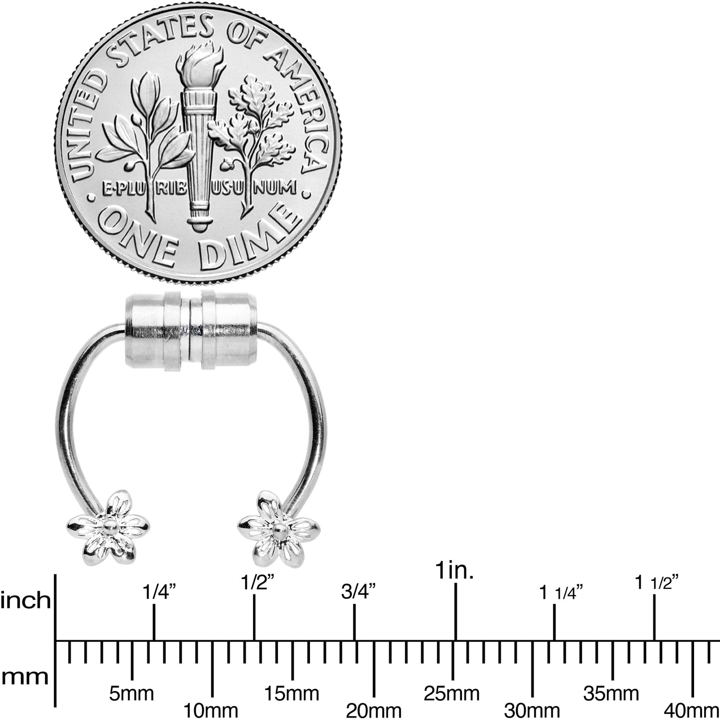 Flower Ends Non Pierced Magnetic Clip On Fake Septum Ring