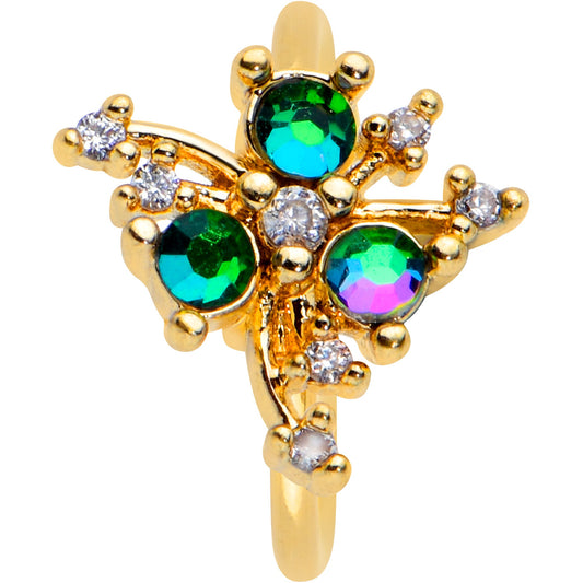 20G 5/16 Purple Tourmaline Gold Tone Spray Nose Hoop