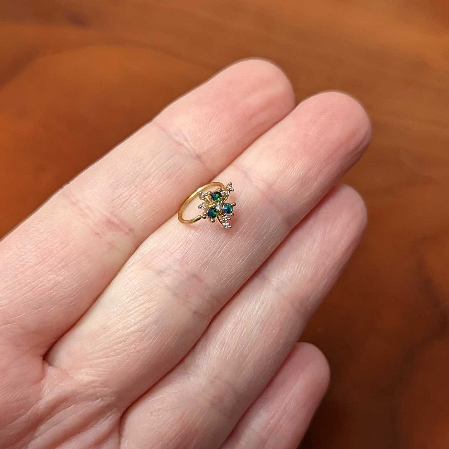 20G 5/16 Purple Tourmaline Gold Tone Spray Nose Hoop