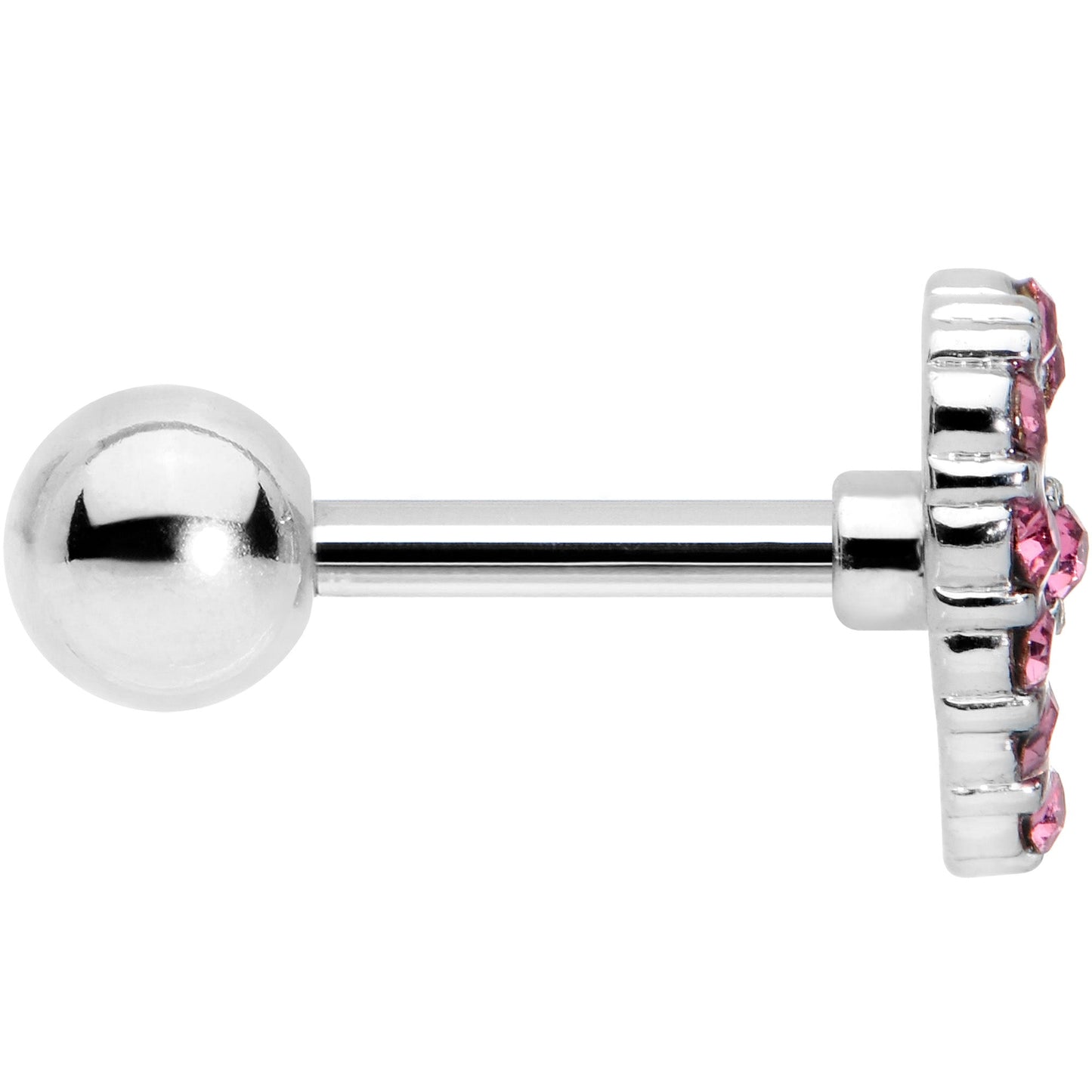 16G 1/4 Pink Gem Floral Hollow Heart Cartilage Tragus Earring