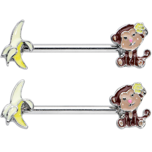 14G 1/2 Banana Monkey Barbell Nipple Ring Set