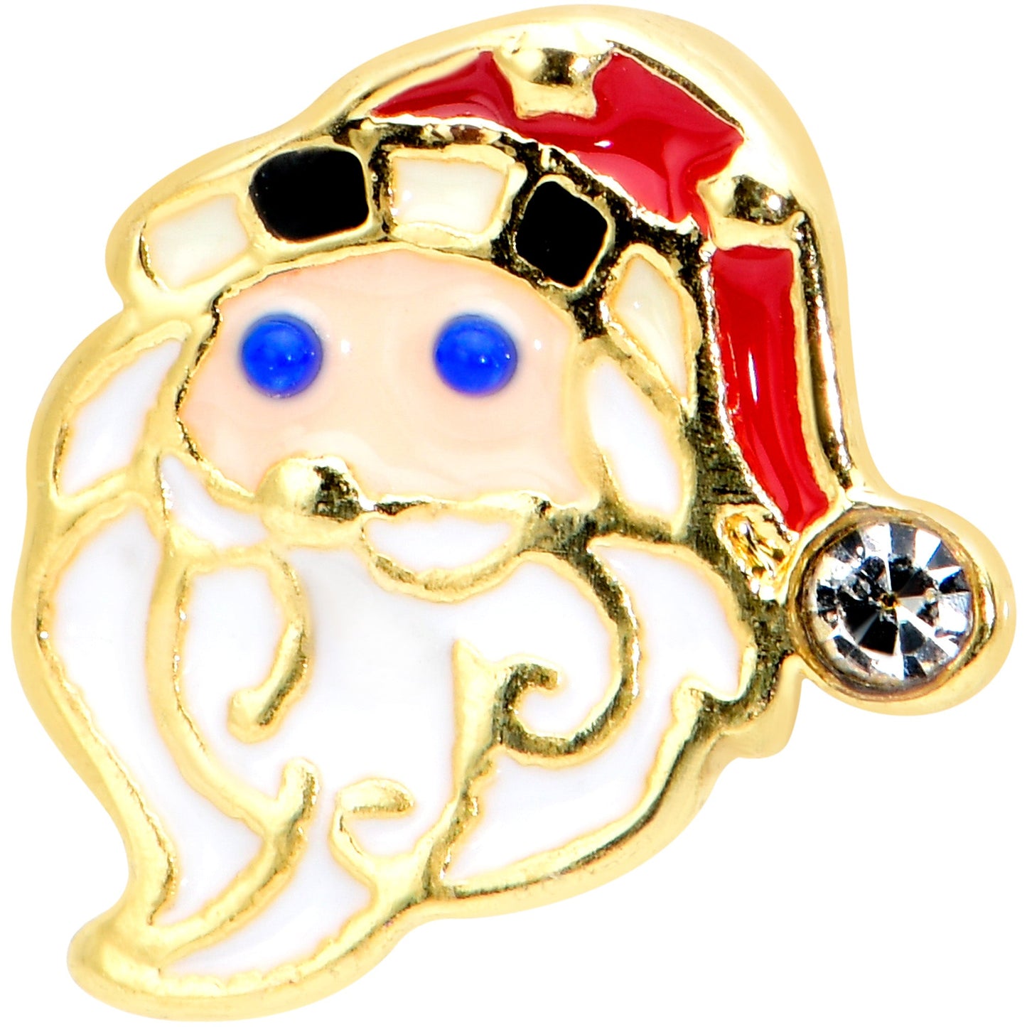 16G 5/16 Clear Gem Gold Tone Santa Christmas Labret Monroe Tragus