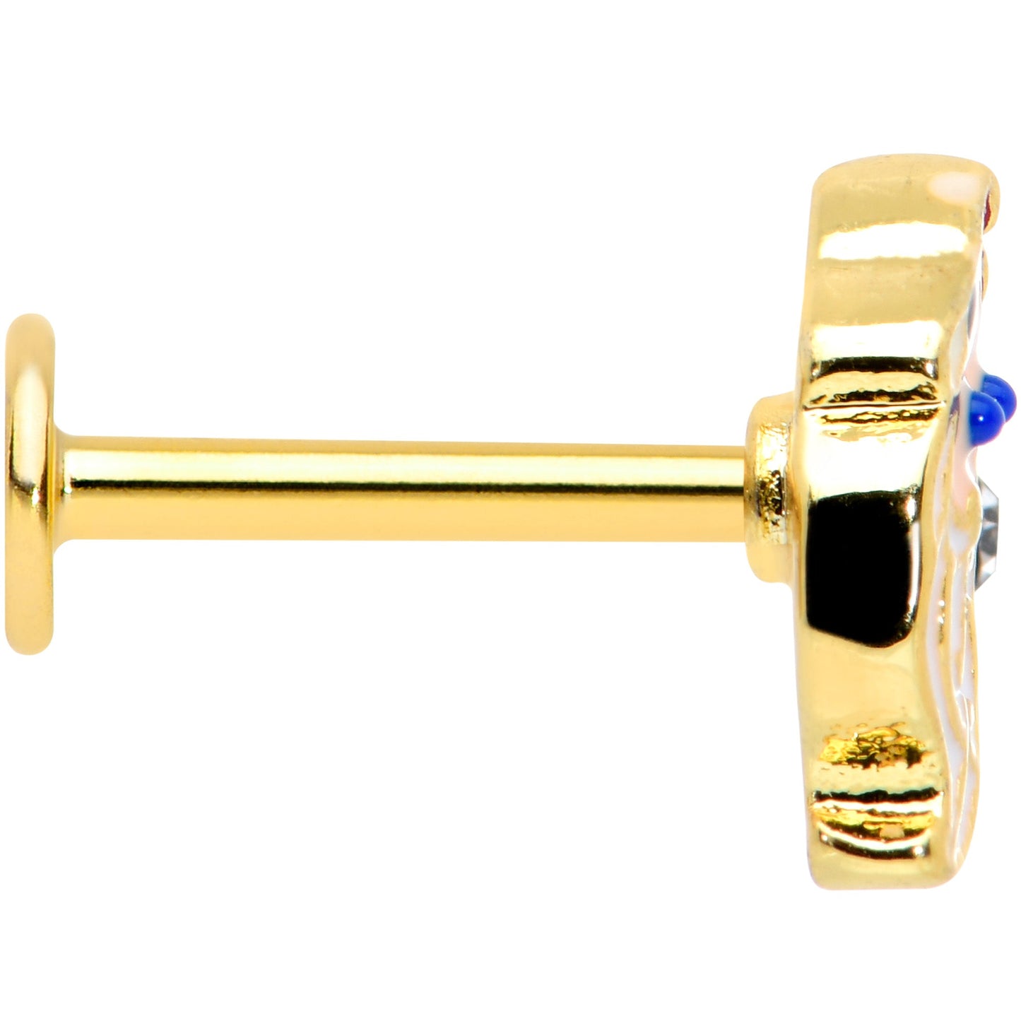 16G 5/16 Clear Gem Gold Tone Santa Christmas Labret Monroe Tragus