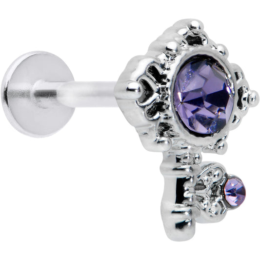 16G 5/16 Purple Gem Unlock My Heart Key Labret Monroe Tragus