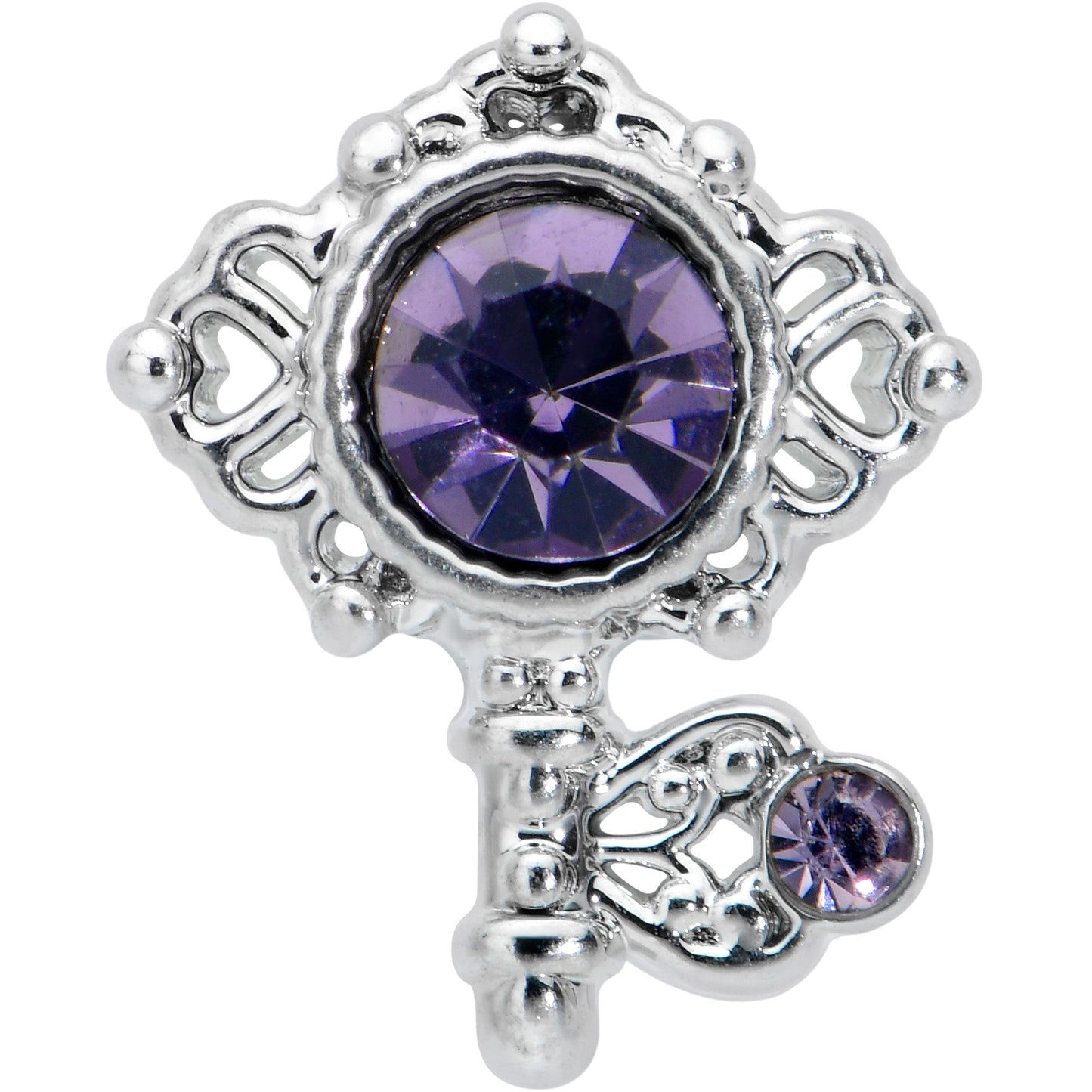 16G 5/16 Purple Gem Unlock My Heart Key Labret Monroe Tragus