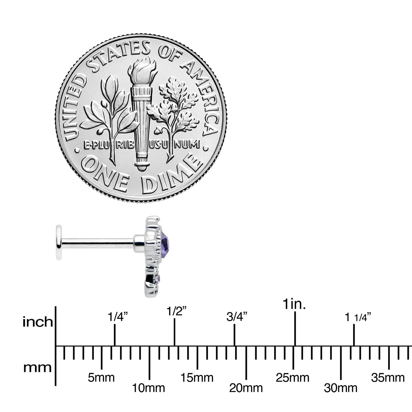 16G 5/16 Purple Gem Unlock My Heart Key Labret Monroe Tragus