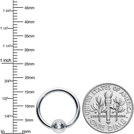 14G 1/2 Clear Gem BCR Captive Bead Ring