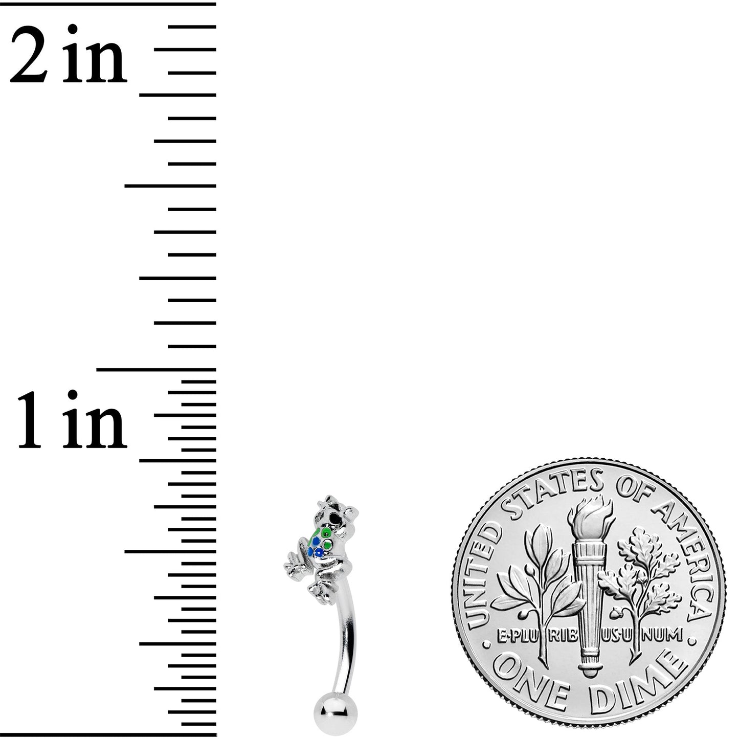 16G 5/16 Black Gem Polka Dot Frog Blue Green Curved Eyebrow Ring