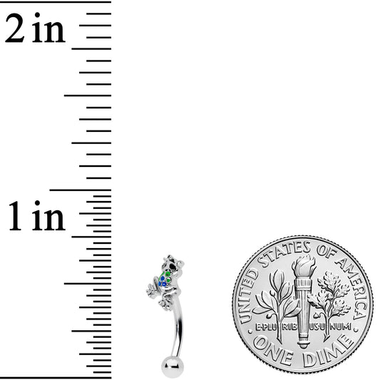 16G 5/16 Black Gem Polka Dot Frog Blue Green Curved Eyebrow Ring