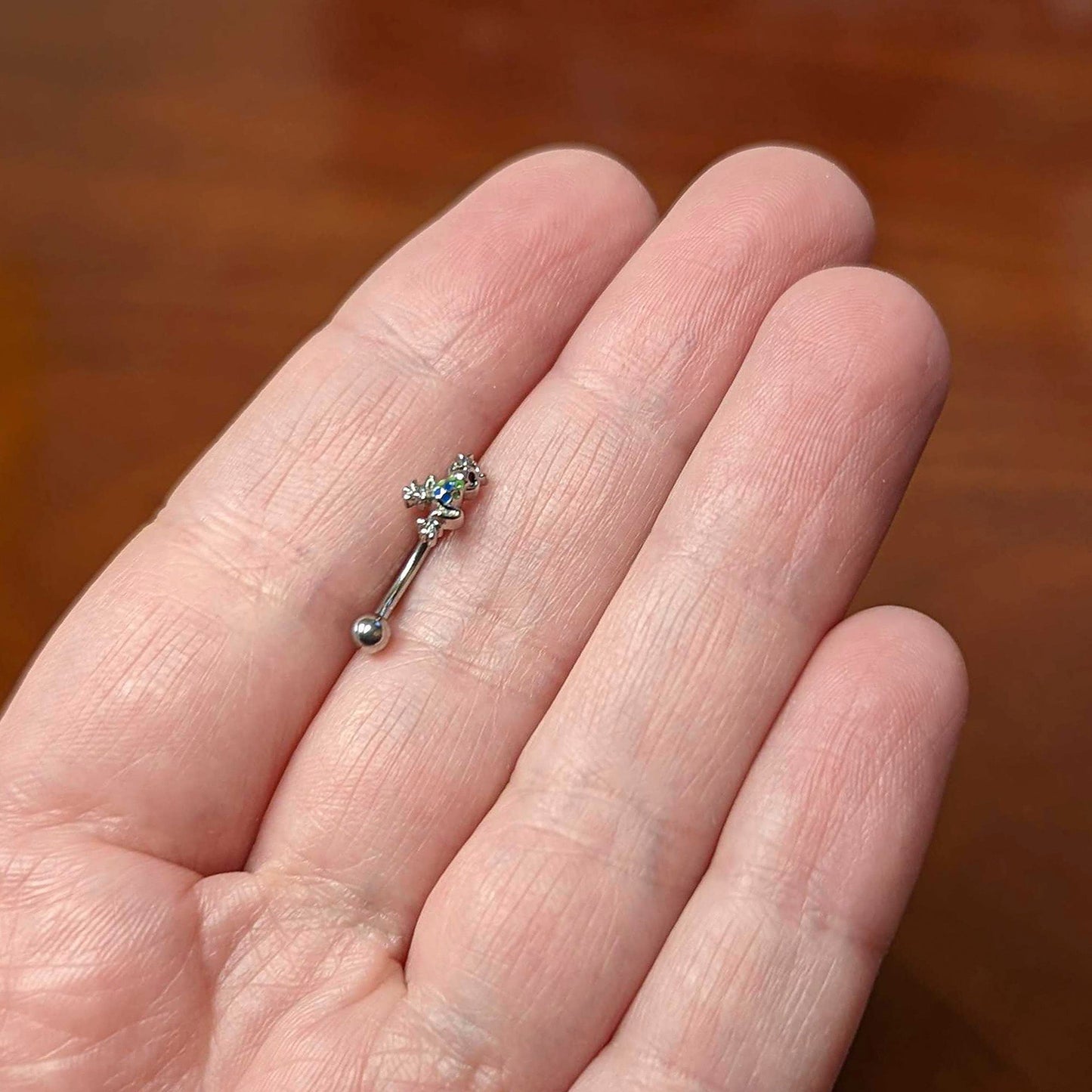 16G 5/16 Black Gem Polka Dot Frog Blue Green Curved Eyebrow Ring