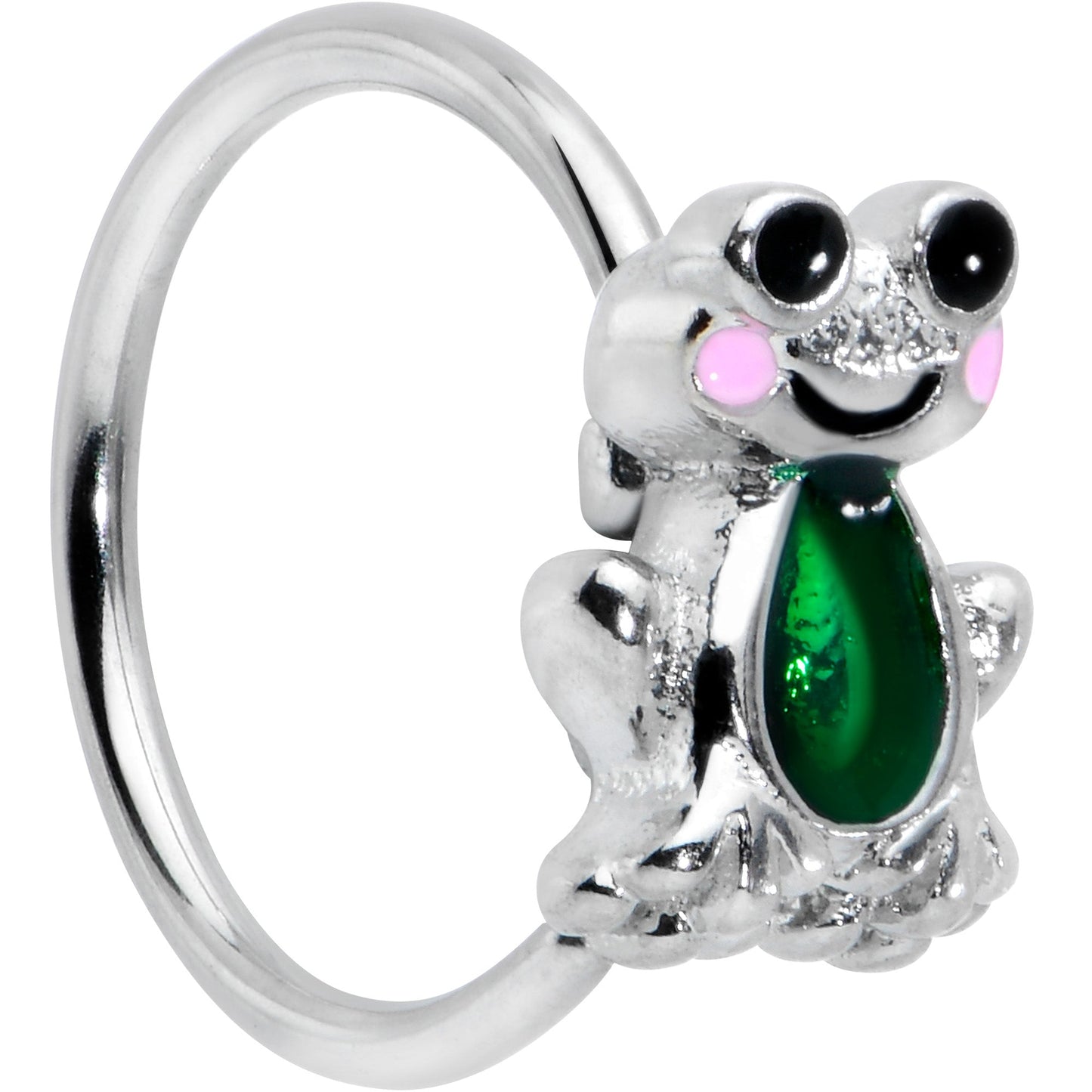 20G 5/16 Dark Green Groovy Frog Nose Hoop