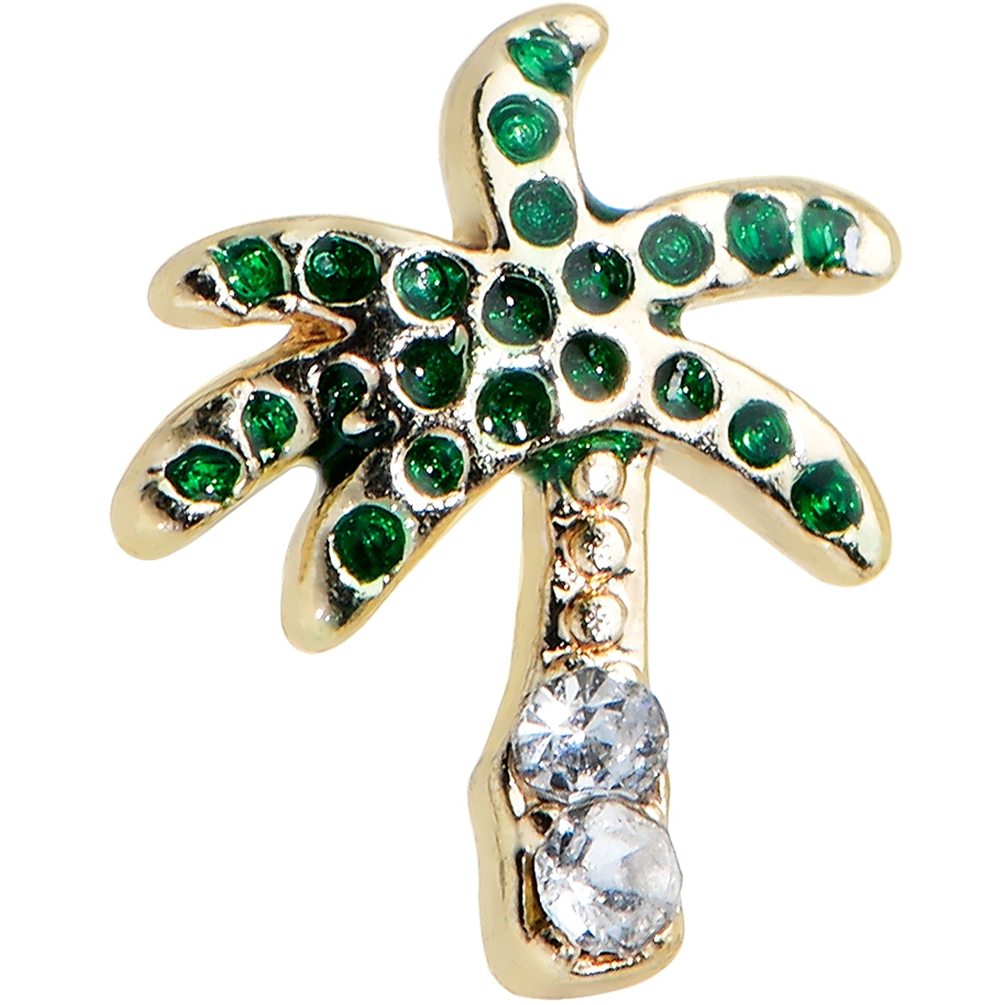 20G 1/4 Clear Gem Gold Tone Retro Palm Tree Nose Bone