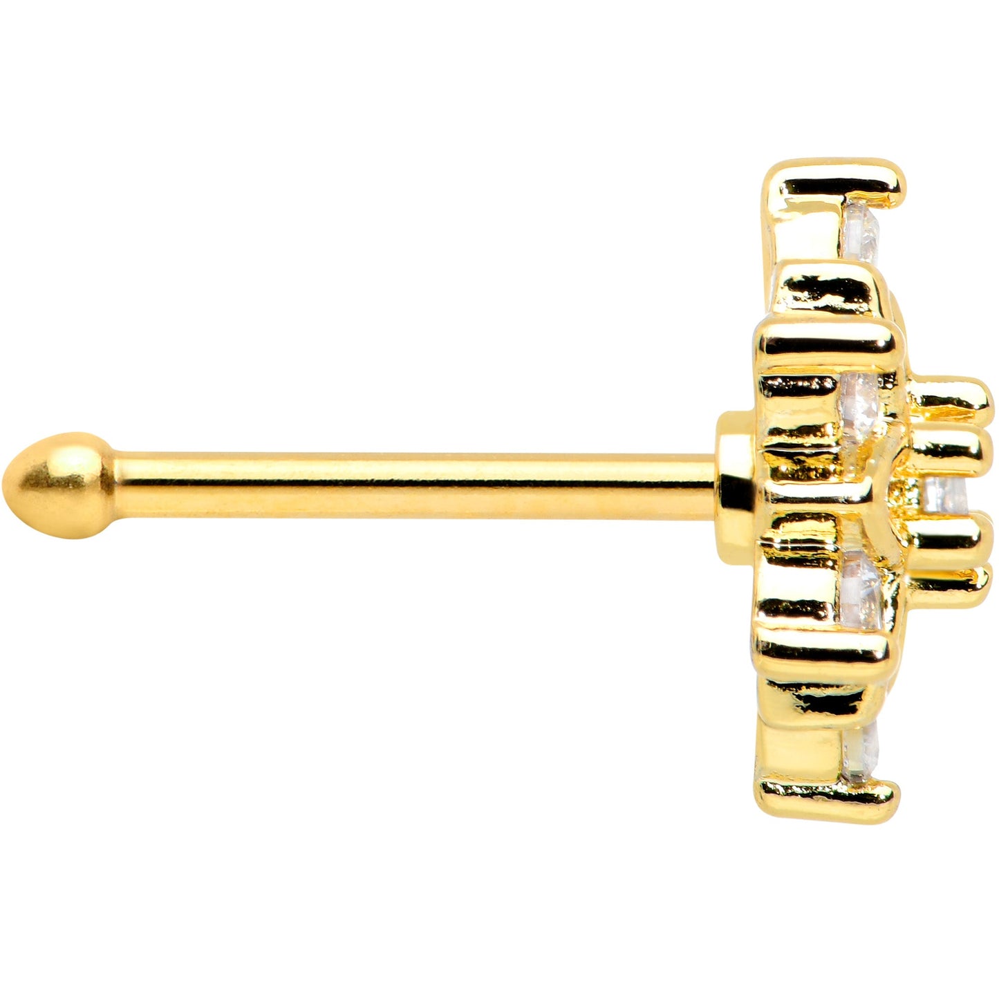 20G 1/4 Clear Gem Gold Tone Flower Snowflake Christmas Nose Bone