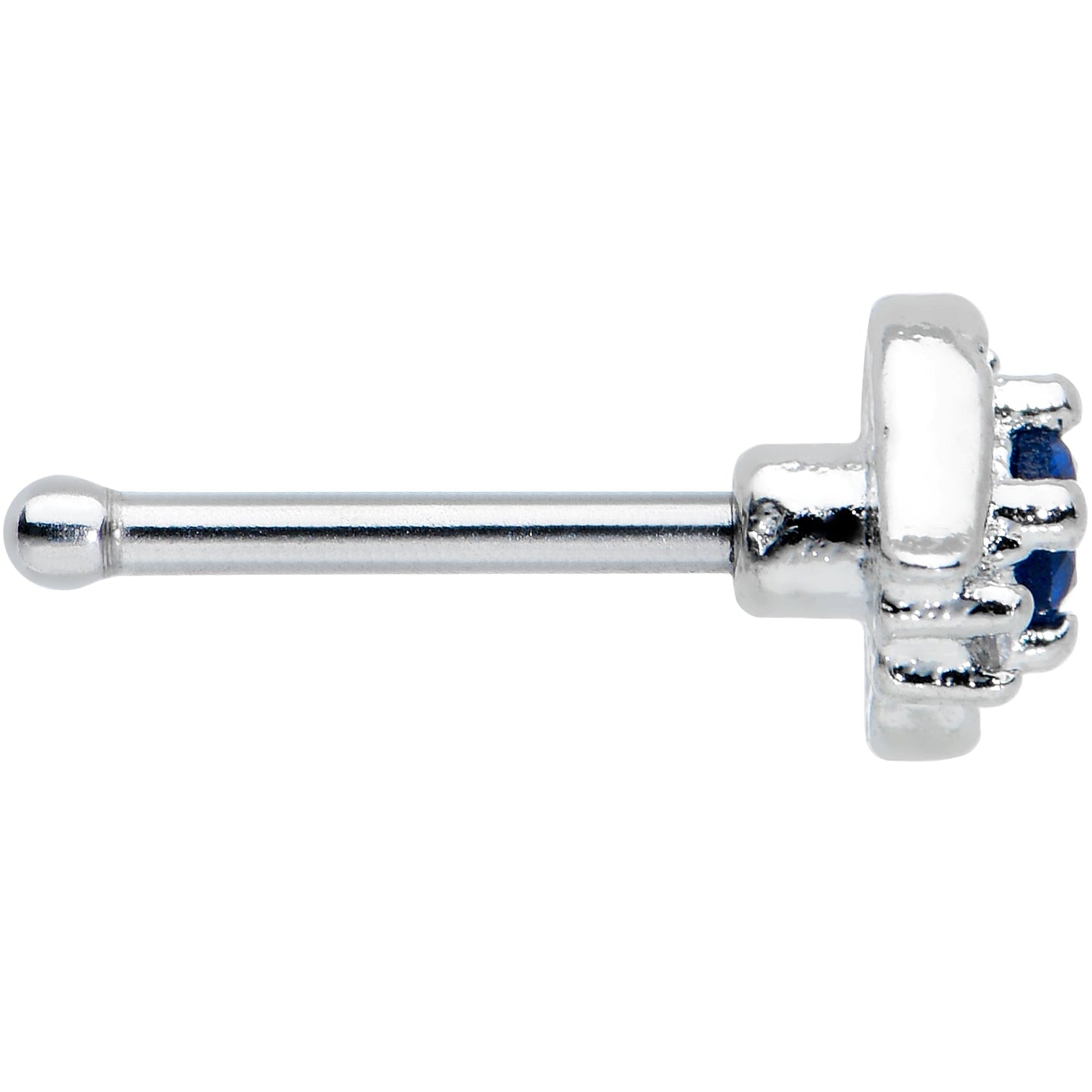 20G 1/4 Clear Blue Gem Oval Swirl Nose Bone