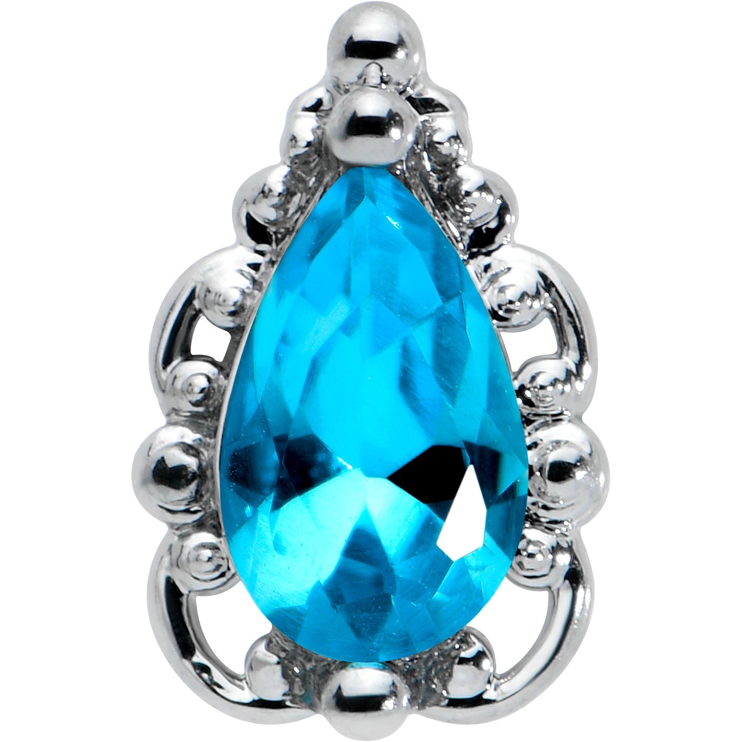 20G 1/4 Blue Gem Textured Art Deco Nose Bone